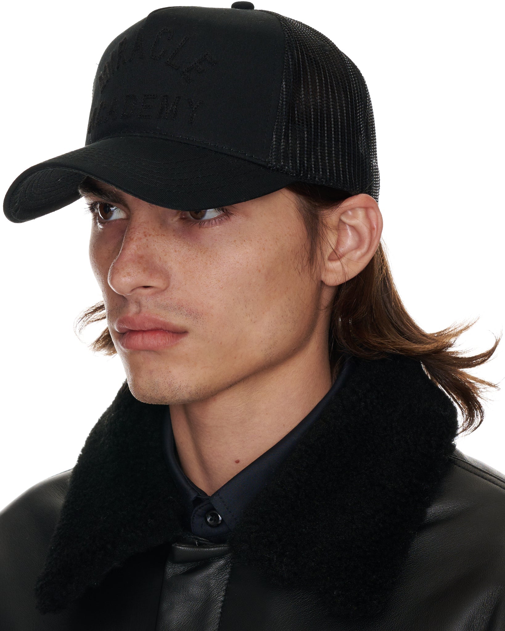 Miracle Academy Trucker Hat in Black on Black