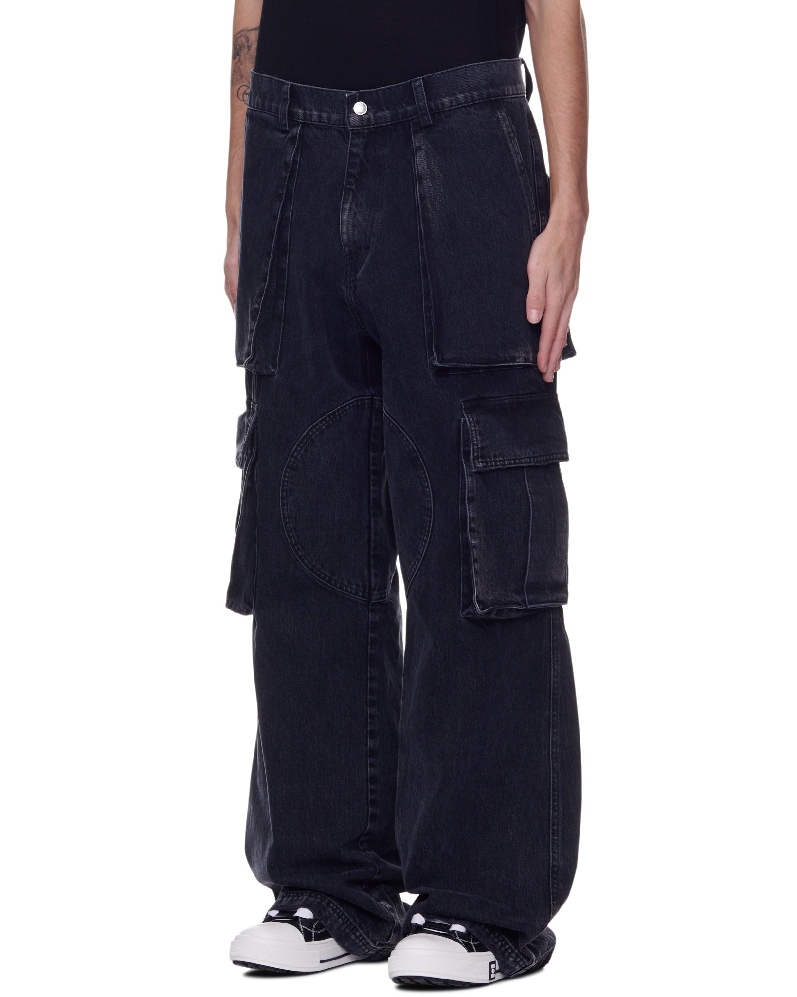 Denim Logo Cargos in Black