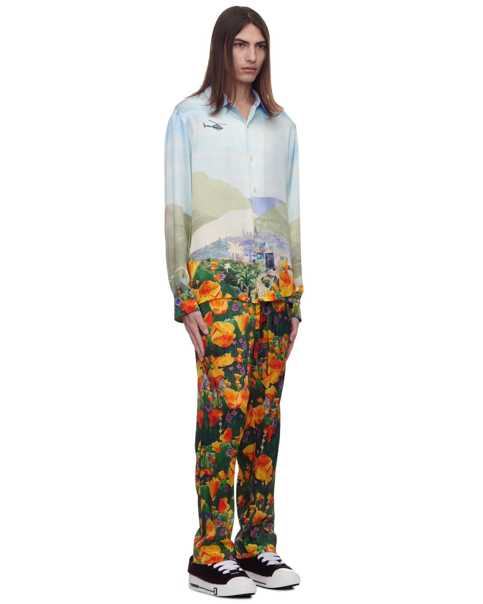 Helicopter Landscape Silk Pants