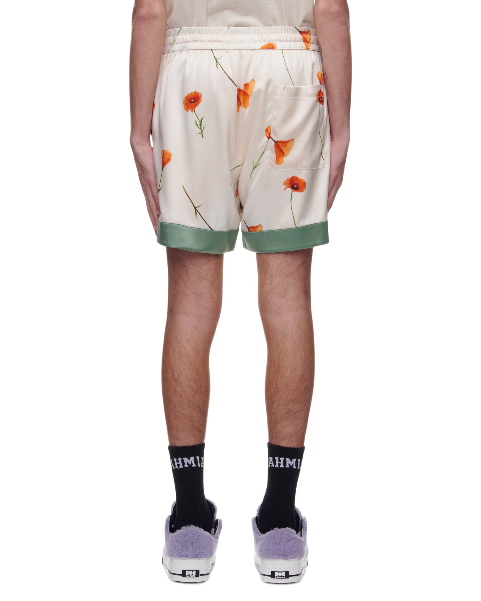 Colorblock Poppy Silk Shorts