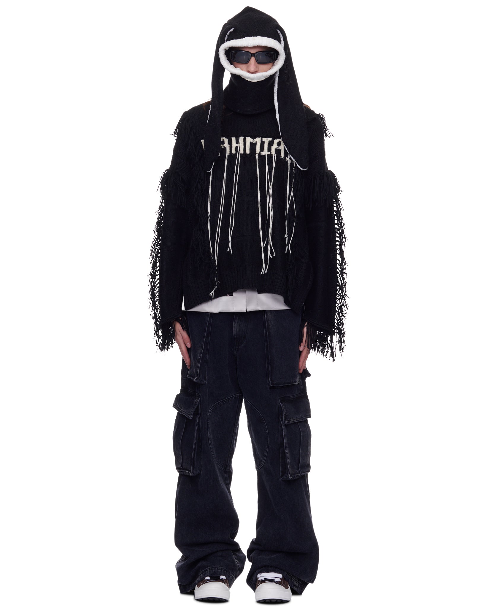 Denim Logo Cargos in Black