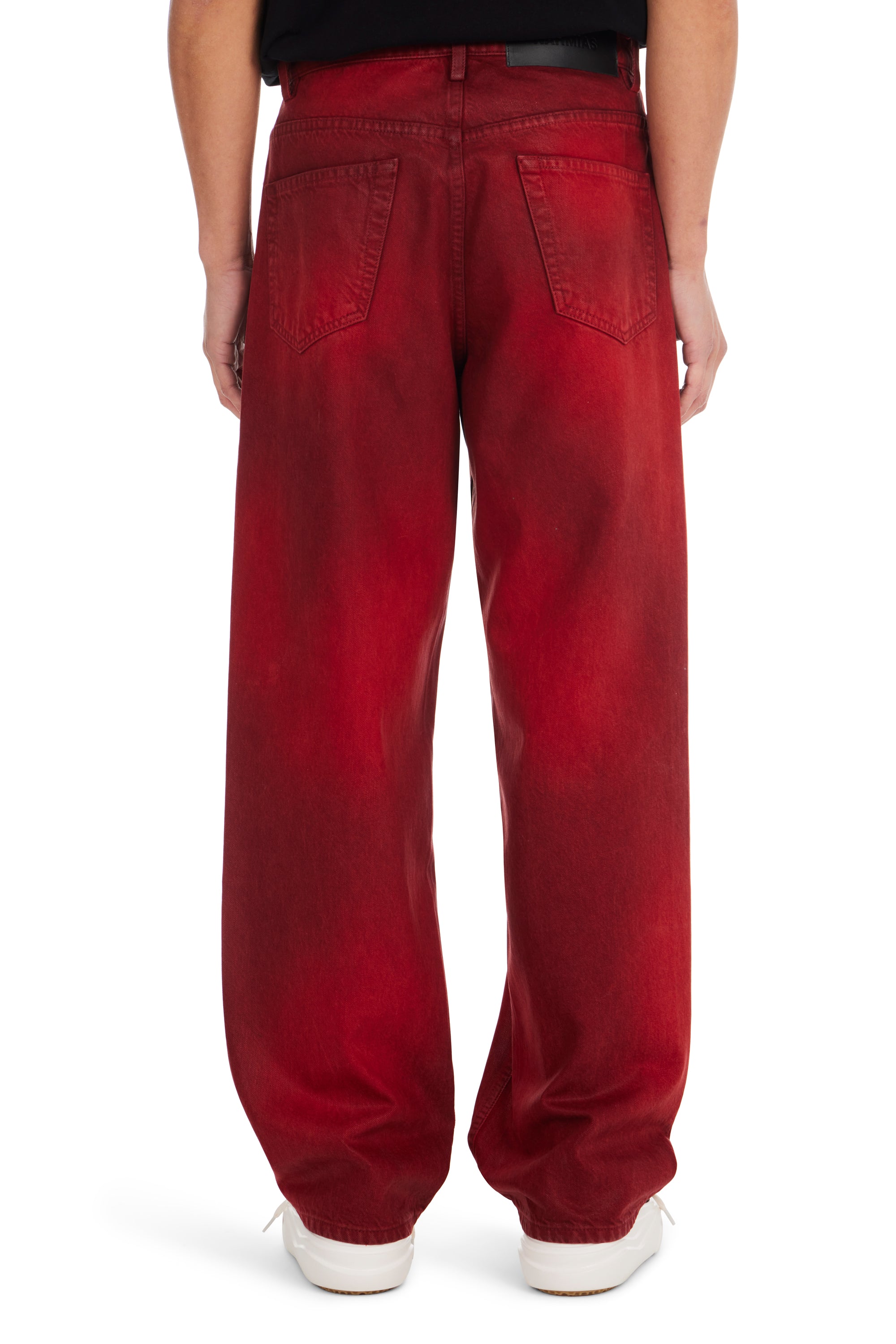 Waxed Baggy Jeans in Red – NAHMIAS