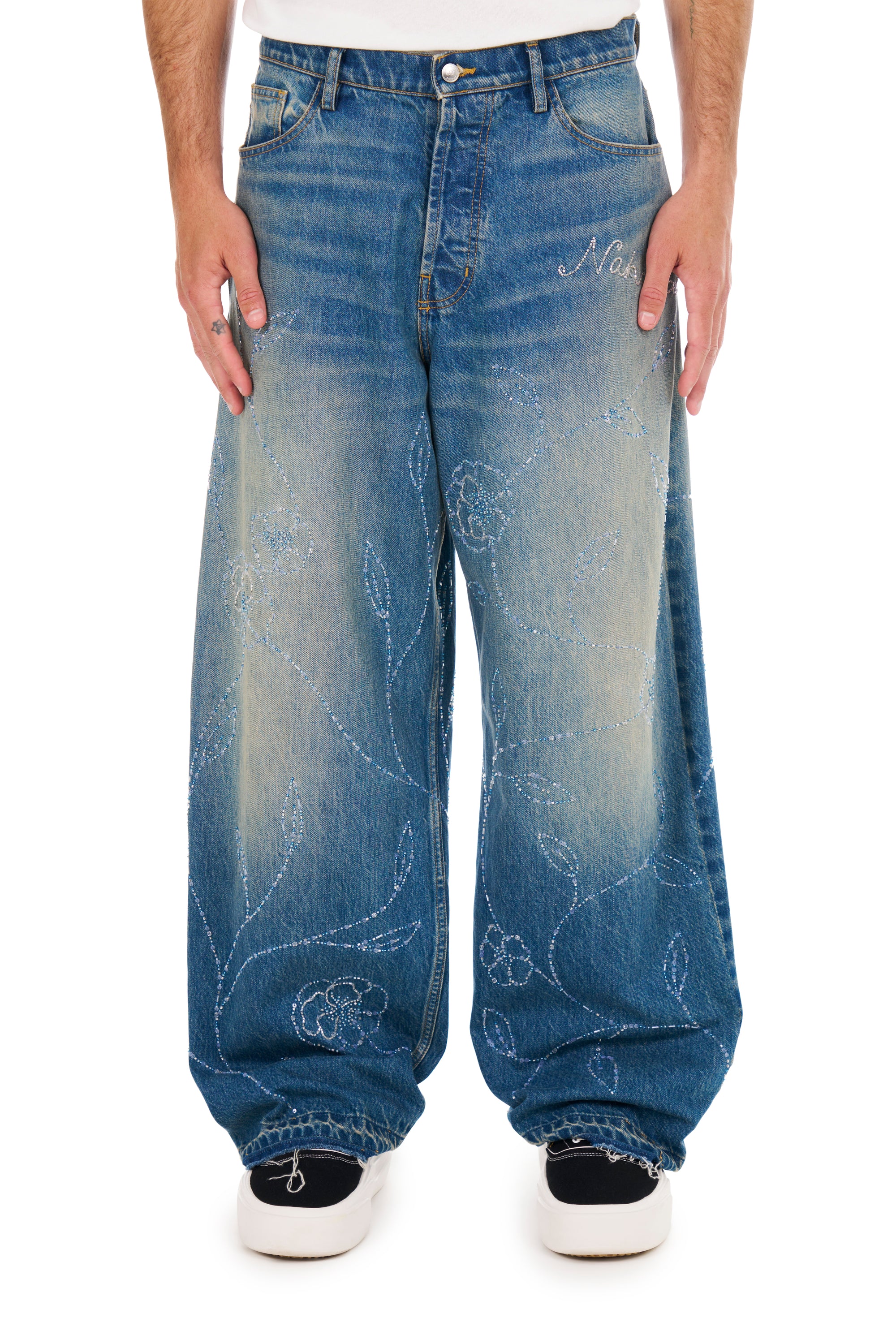 Beaded Wide Jeans