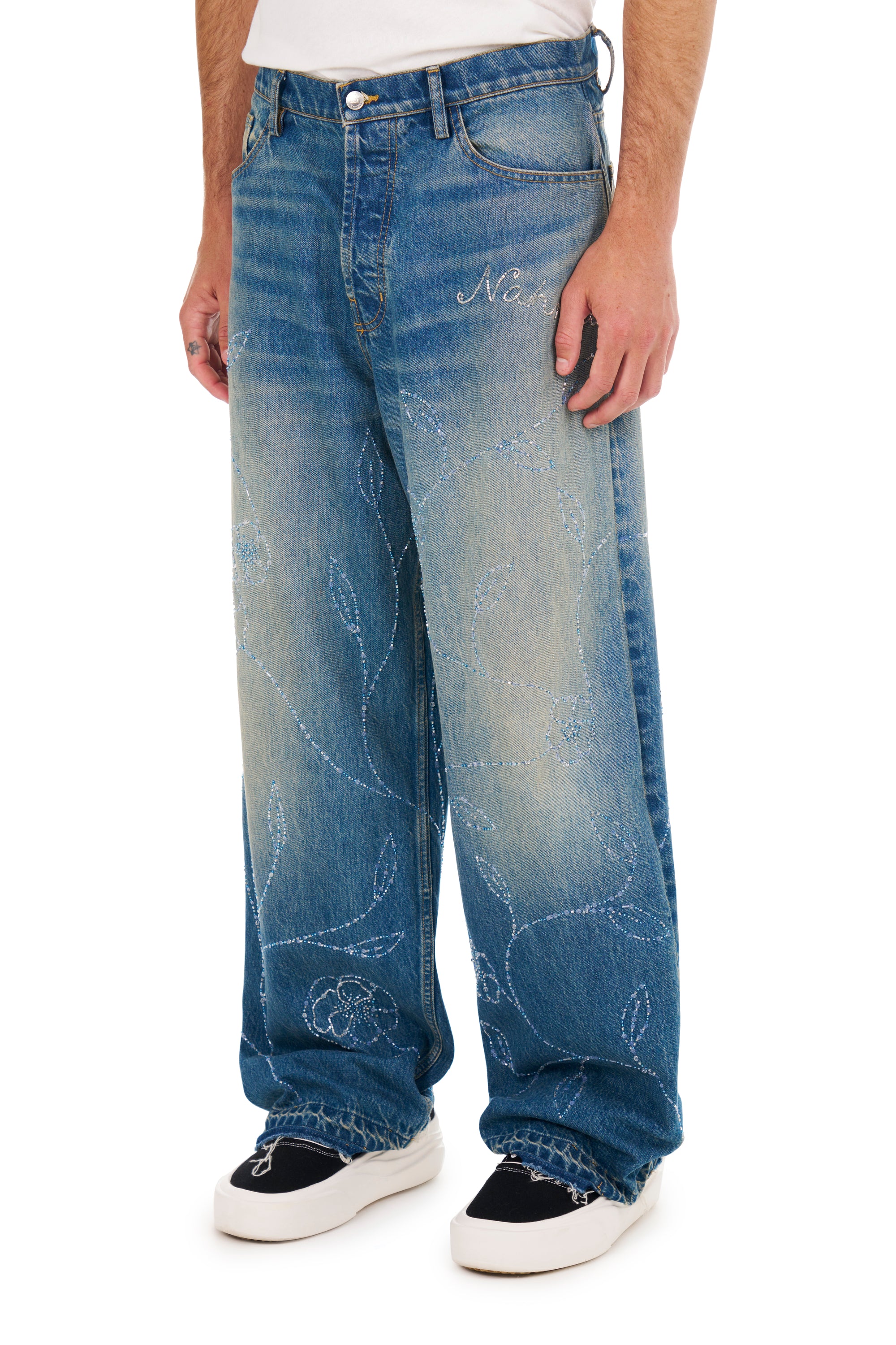 Beaded Wide Jeans