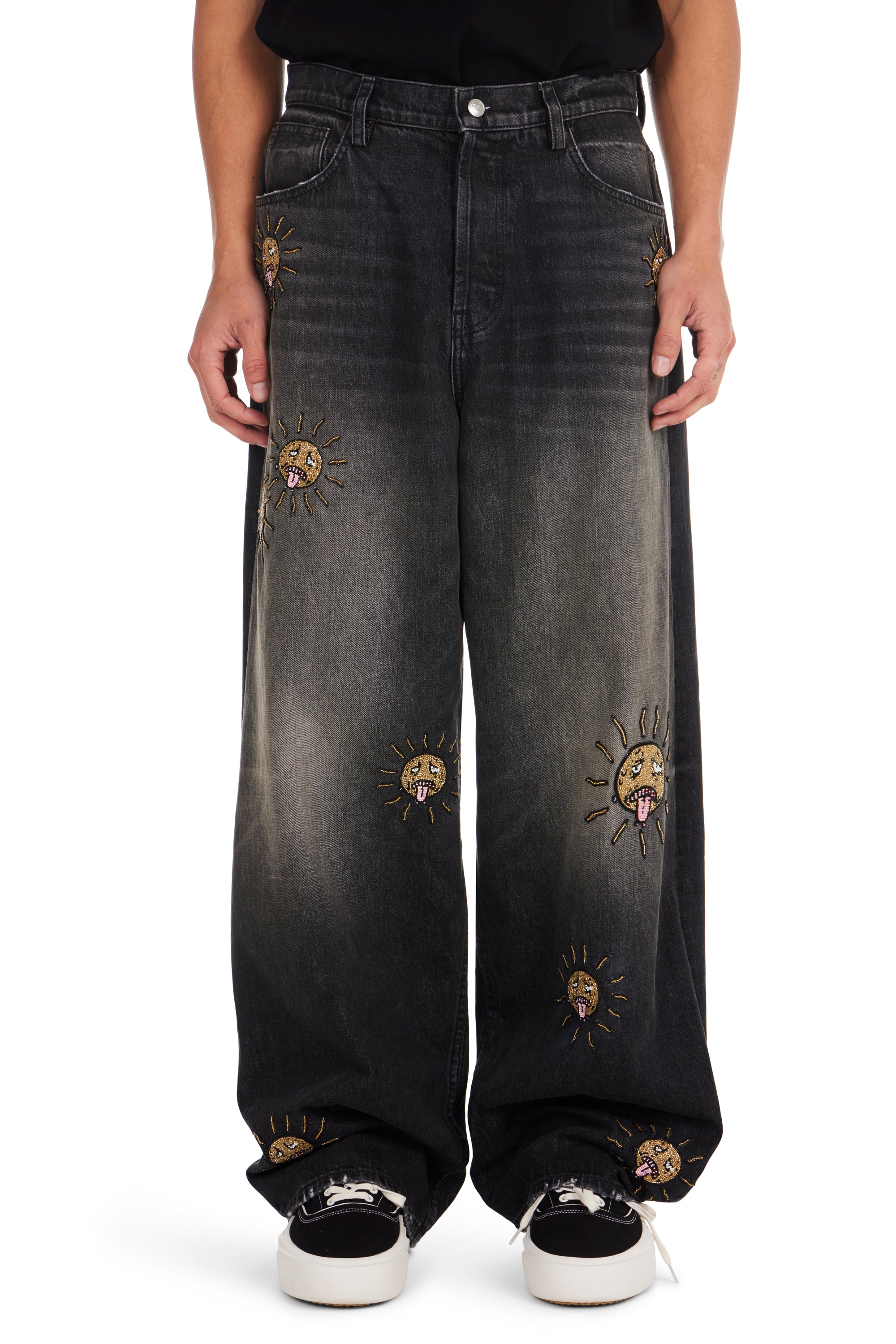 Beaded Sun Wide Jeans