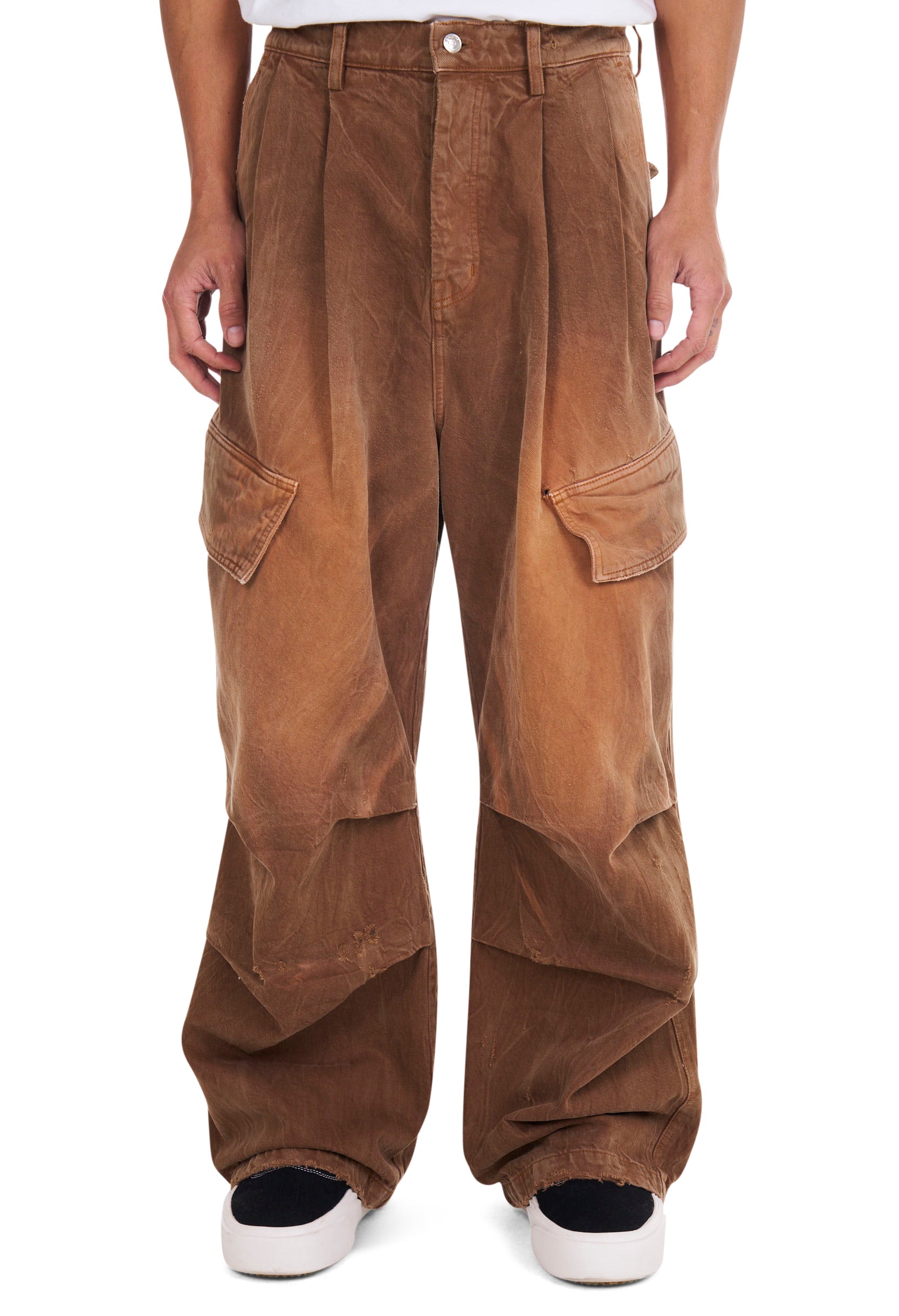 Denim Oversized Cargos in Brown Wash – NAHMIAS