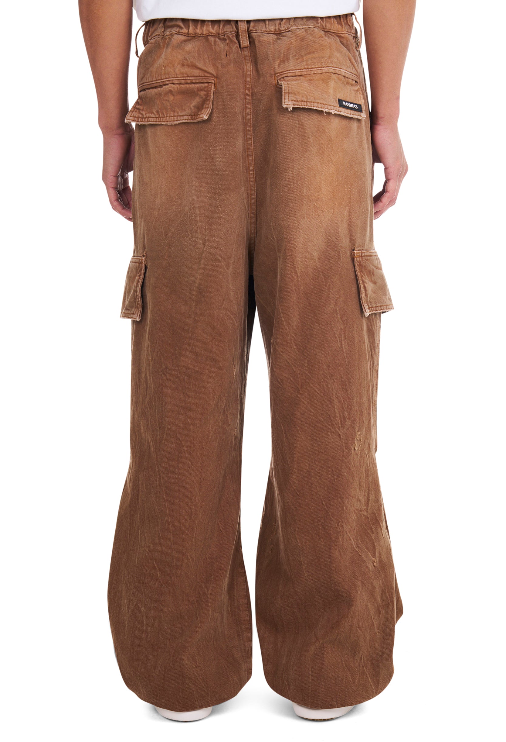Denim Oversized Cargos in Brown Wash