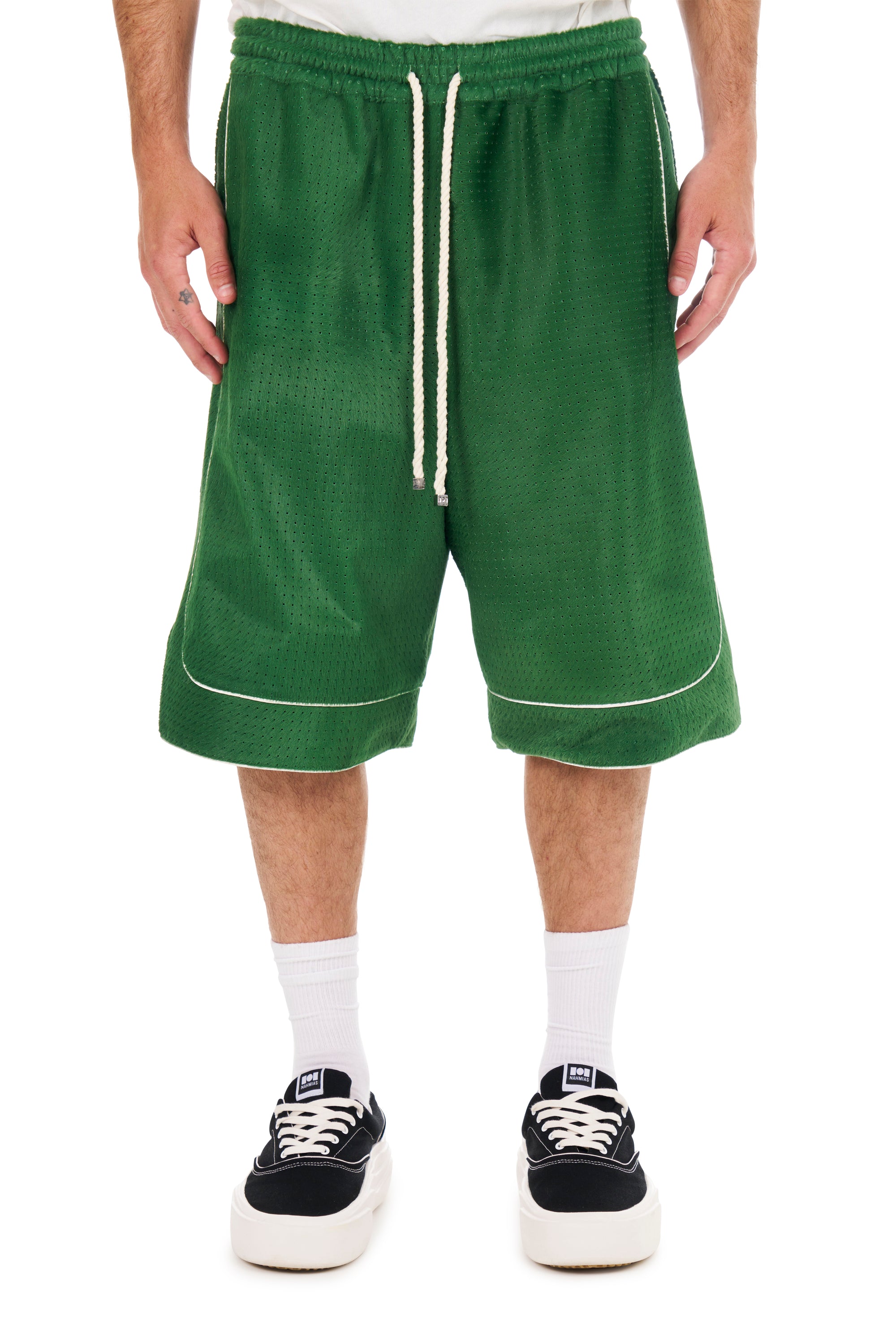 Basketball Shorts in Kelly Green Suede