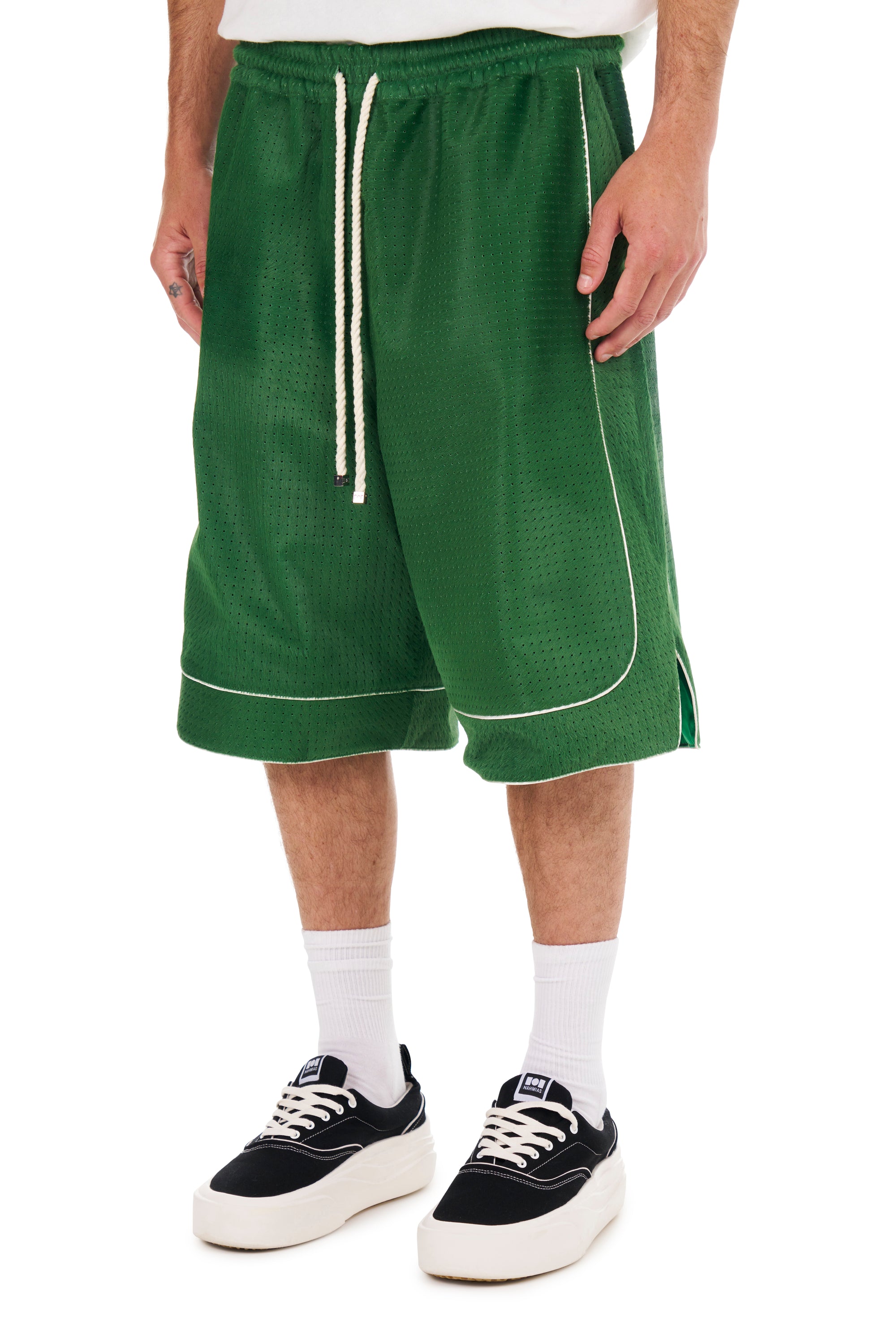 Basketball Shorts in Kelly Green Suede