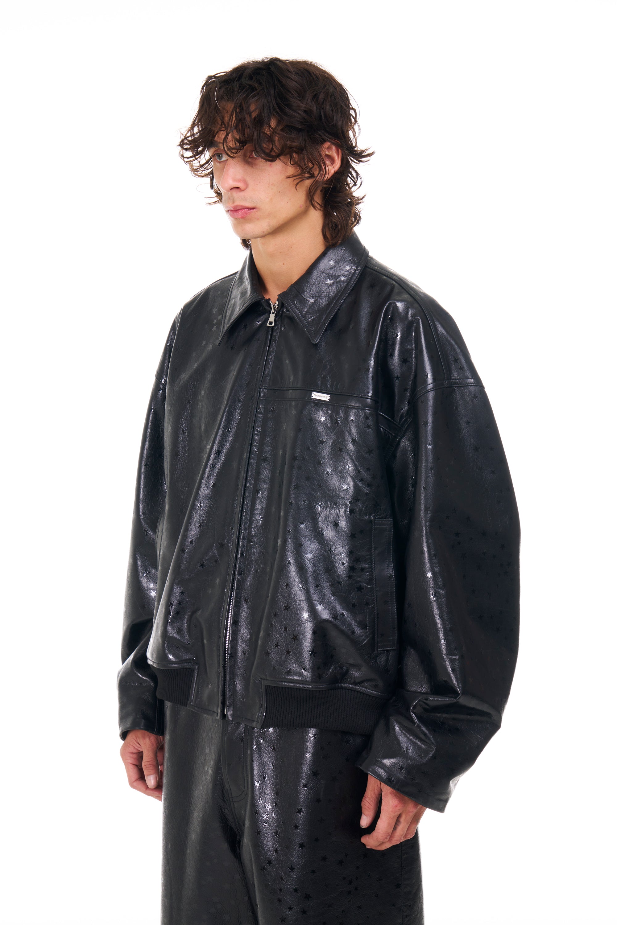 Leather Star Oversized Bomber