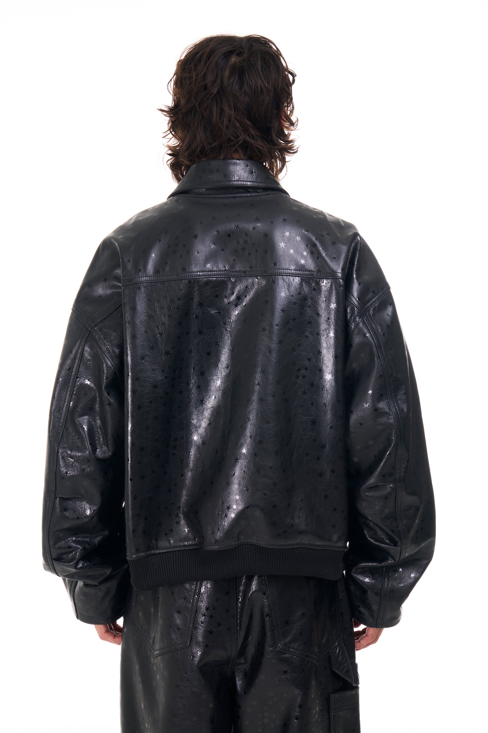 Leather Star Oversized Bomber