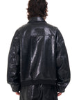 Leather Star Oversized Bomber