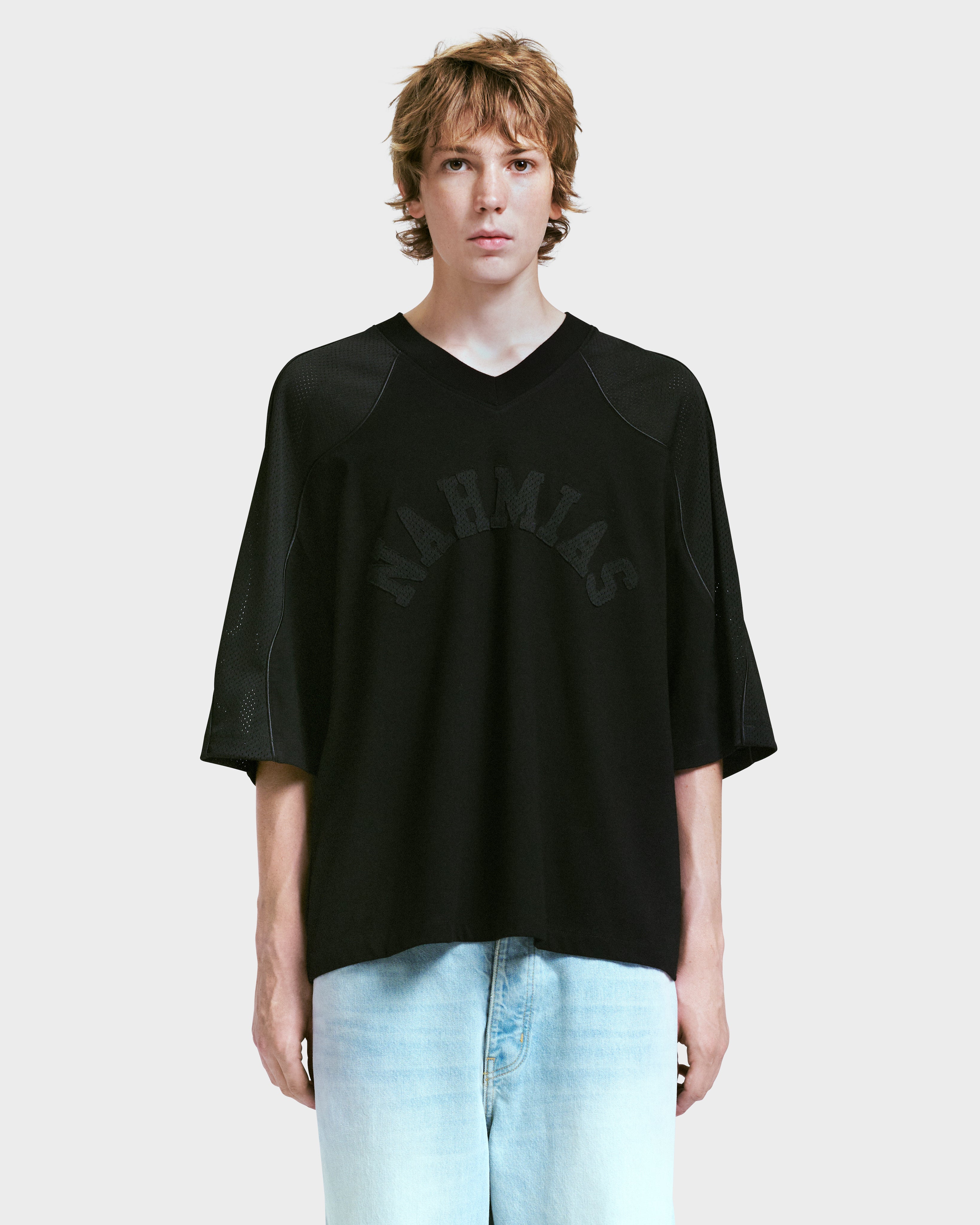Ollie Mesh Sleeve Jersey in Black – NAHMIAS