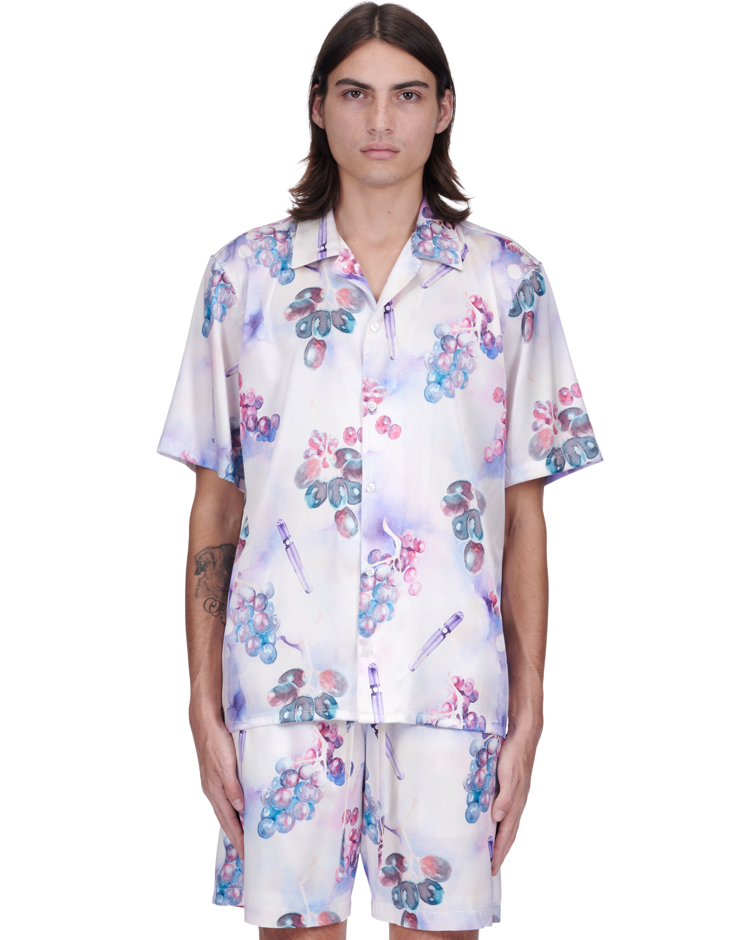 GRAPE SWISHERS SILK S/S BUTTON DOWN