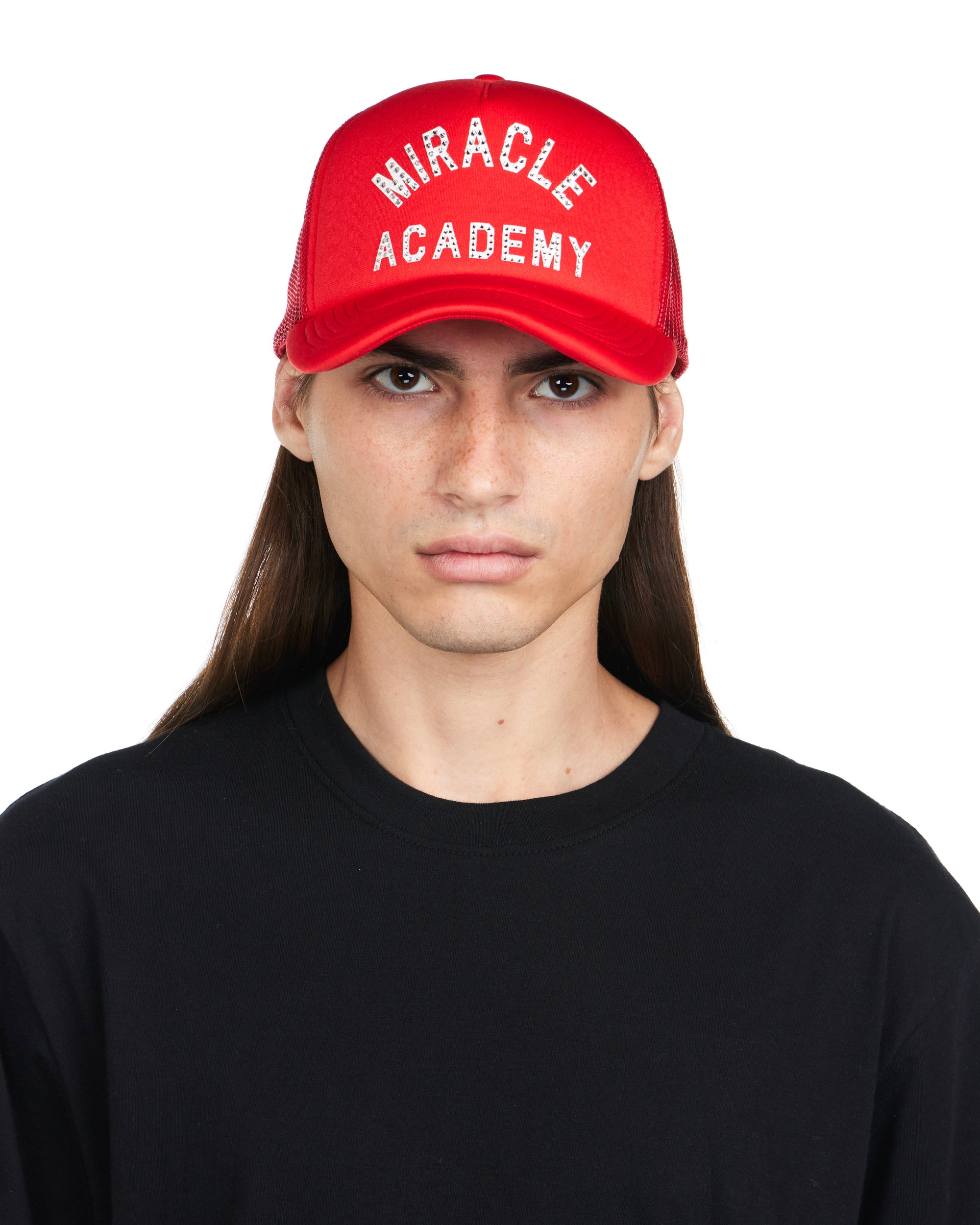 Miracle Academy Foam Crystal Trucker Hat in Cherry