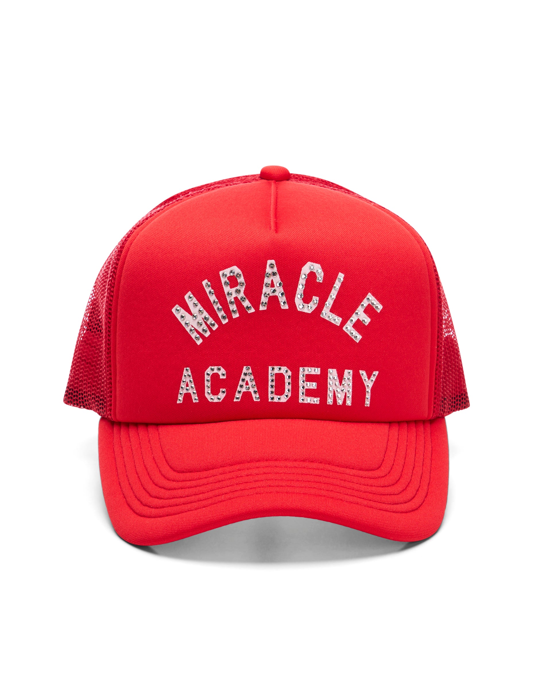 Miracle Academy Foam Crystal Trucker Hat in Cherry