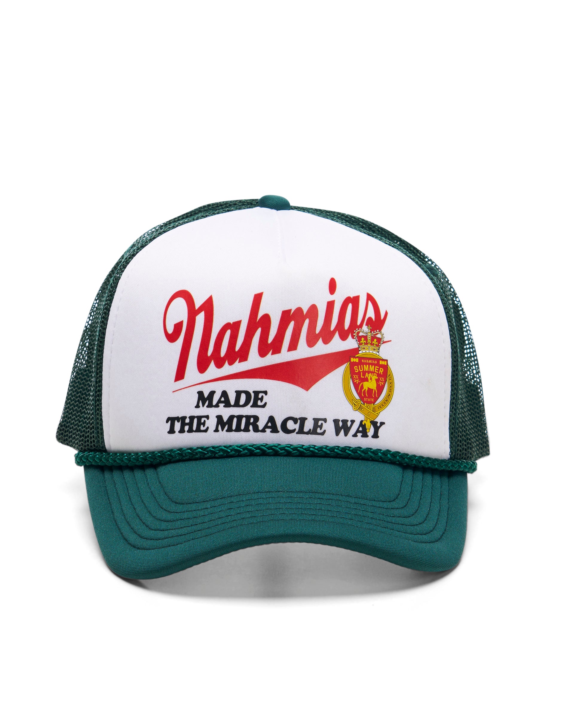 Miracle Way Trucker Hat in White and Green – NAHMIAS