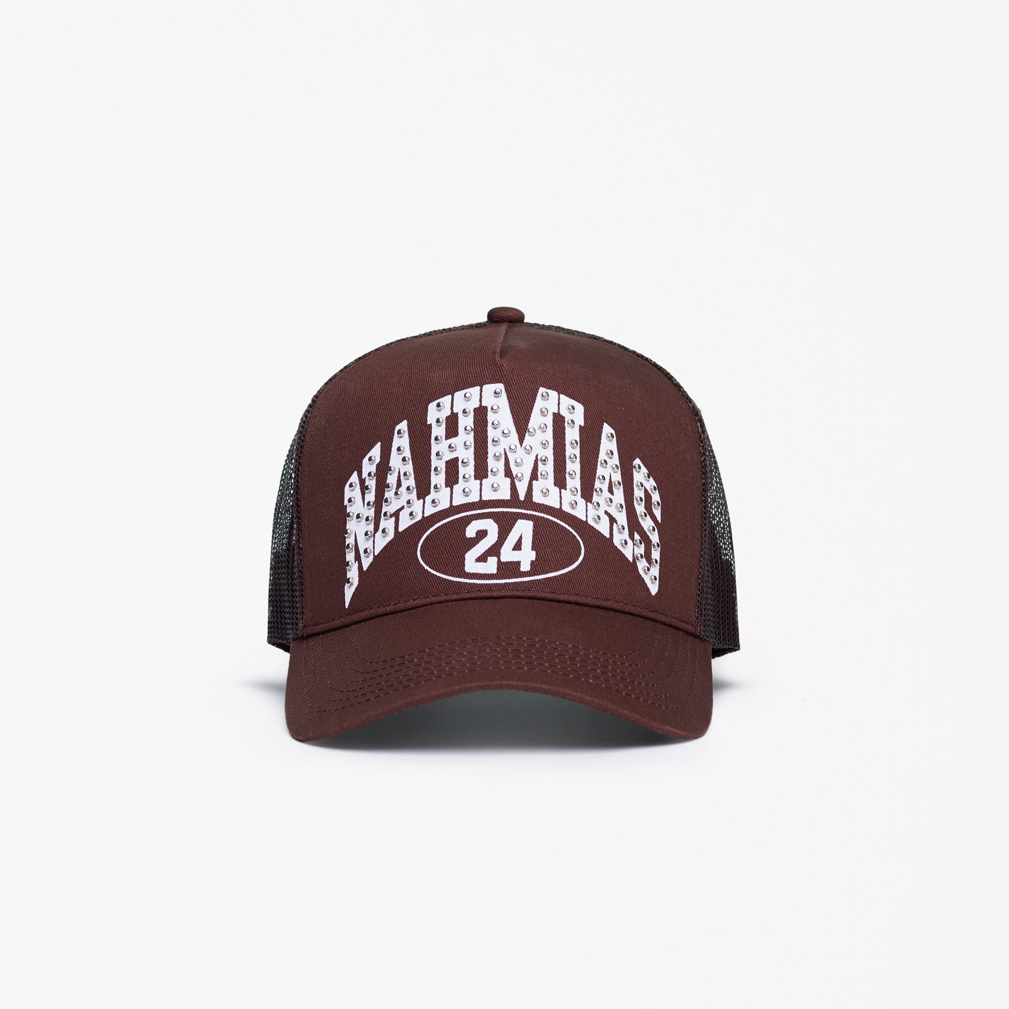 Studded Nahmias Marquee Trucker Hat Brown