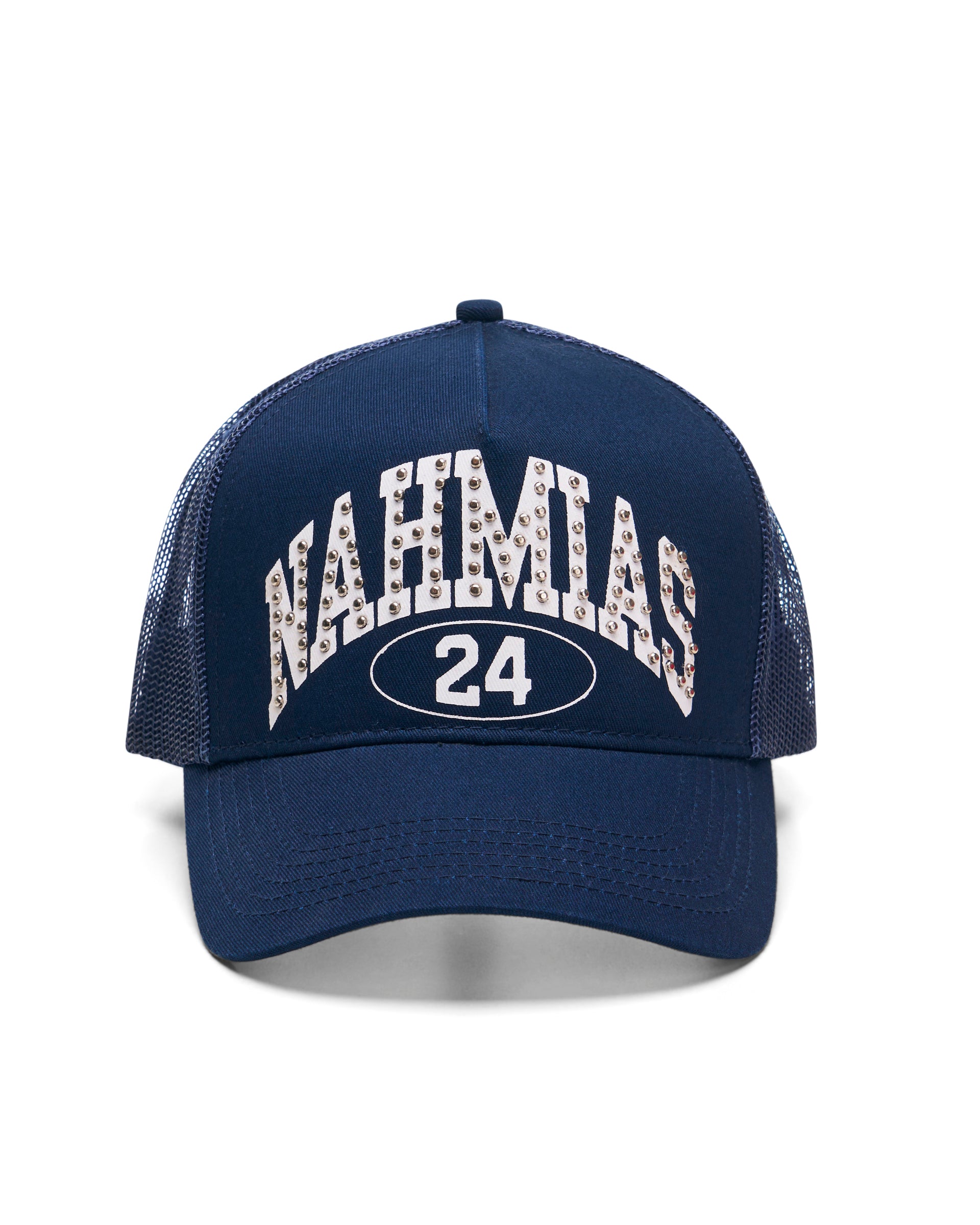 Studded Nahmias Marquee Trucker Hat Aged Blue