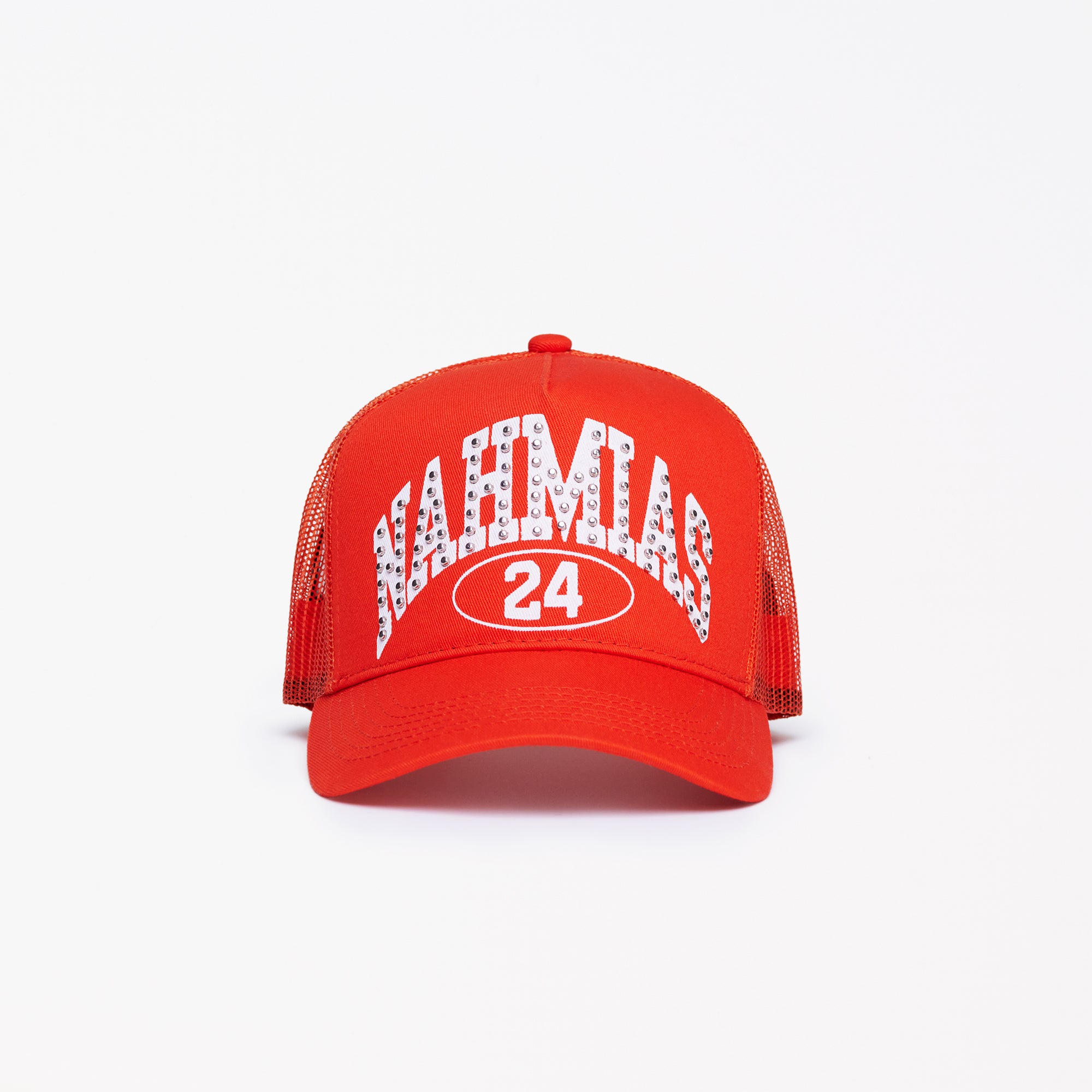 Studded Nahmias Marquee Trucker Hat Orange