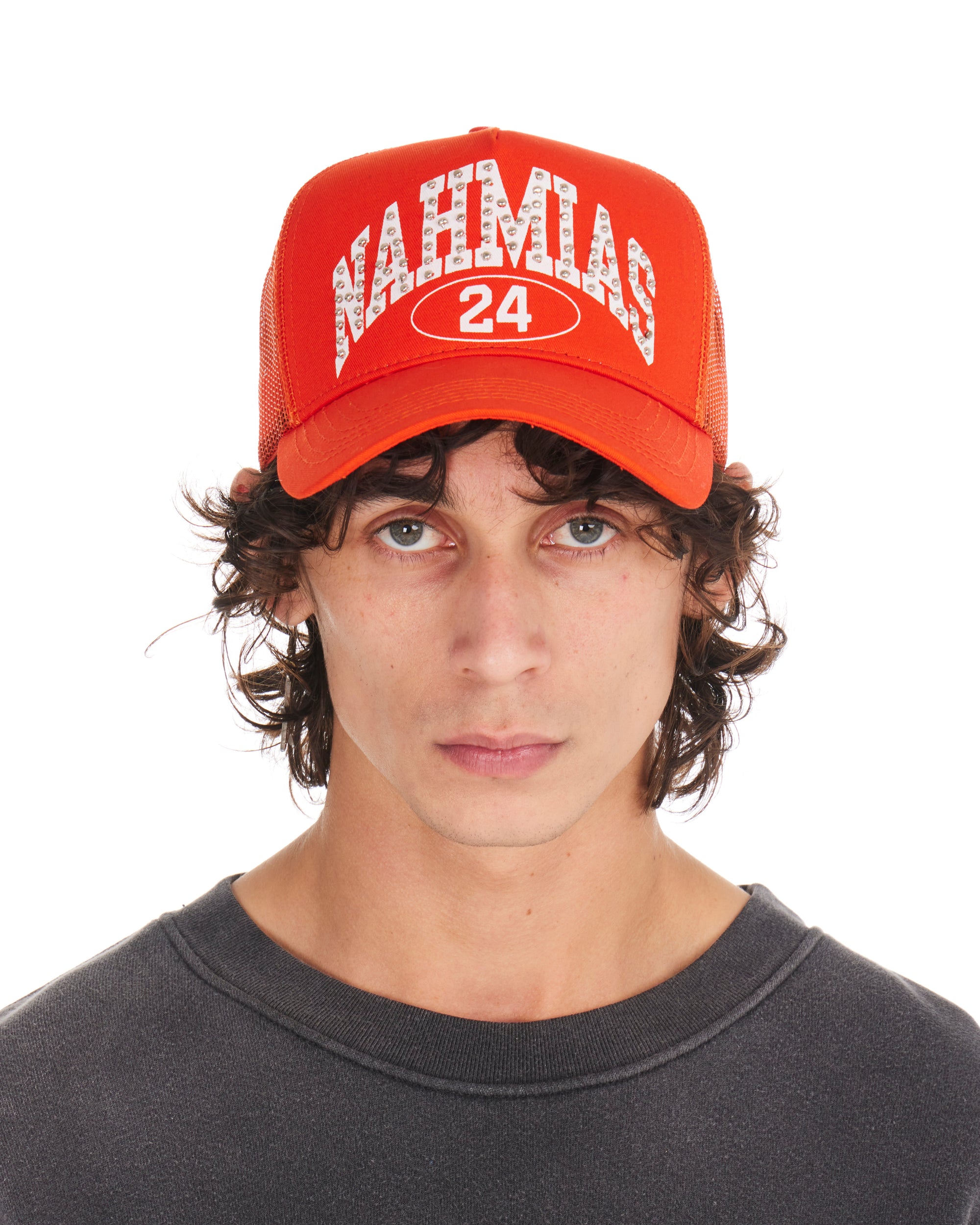 Studded Nahmias Marquee Trucker Hat Orange