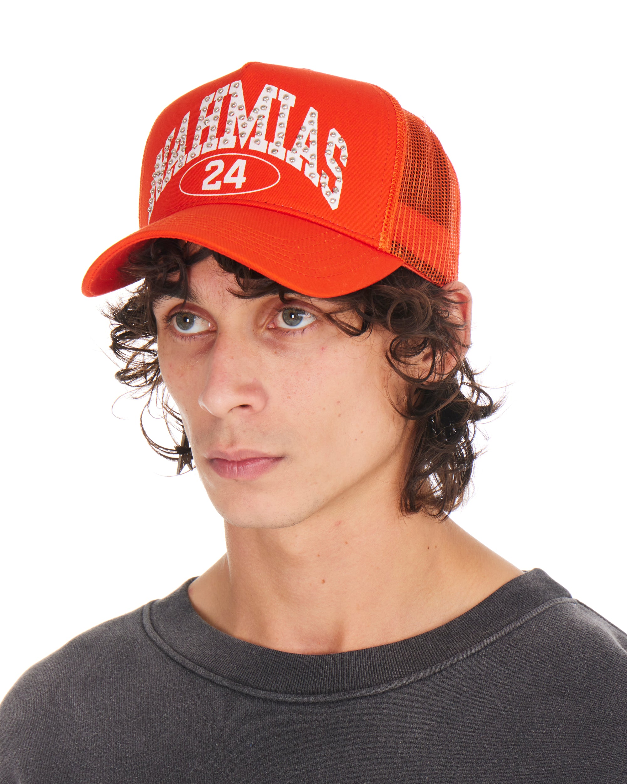 Studded Nahmias Marquee Trucker Hat Orange