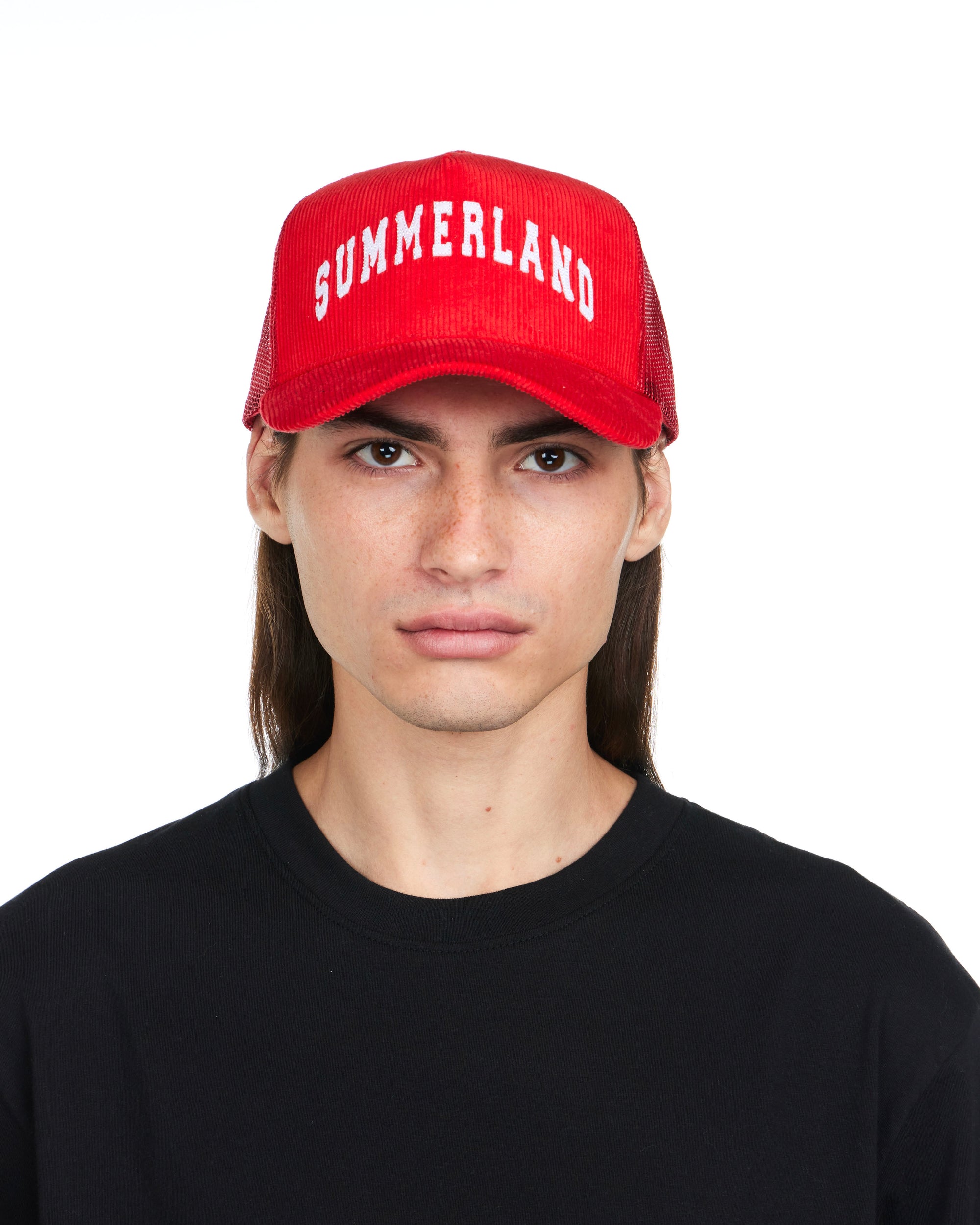 Summerland Corduroy Trucker Hat in Cherry