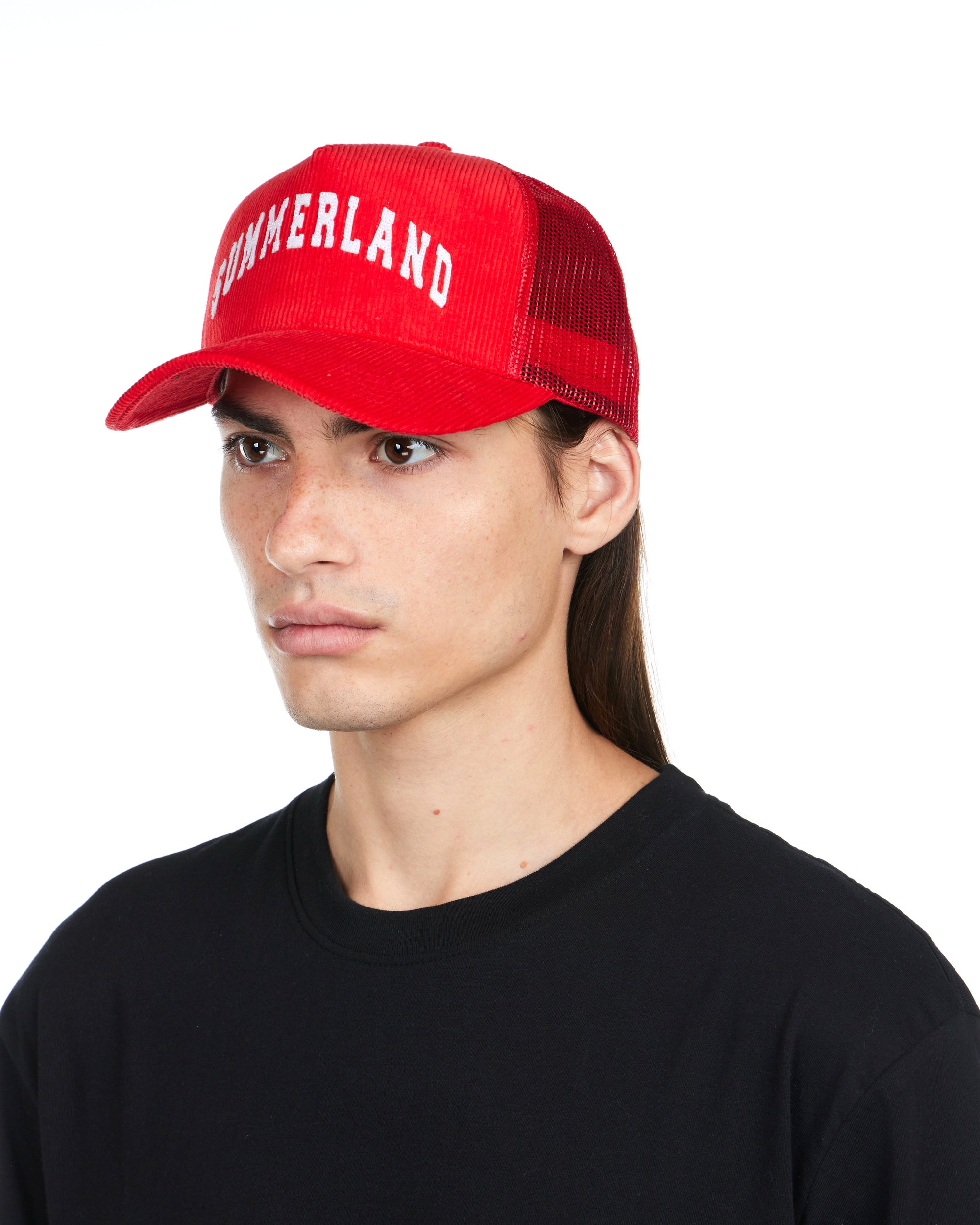 Summerland Corduroy Trucker Hat in Cherry
