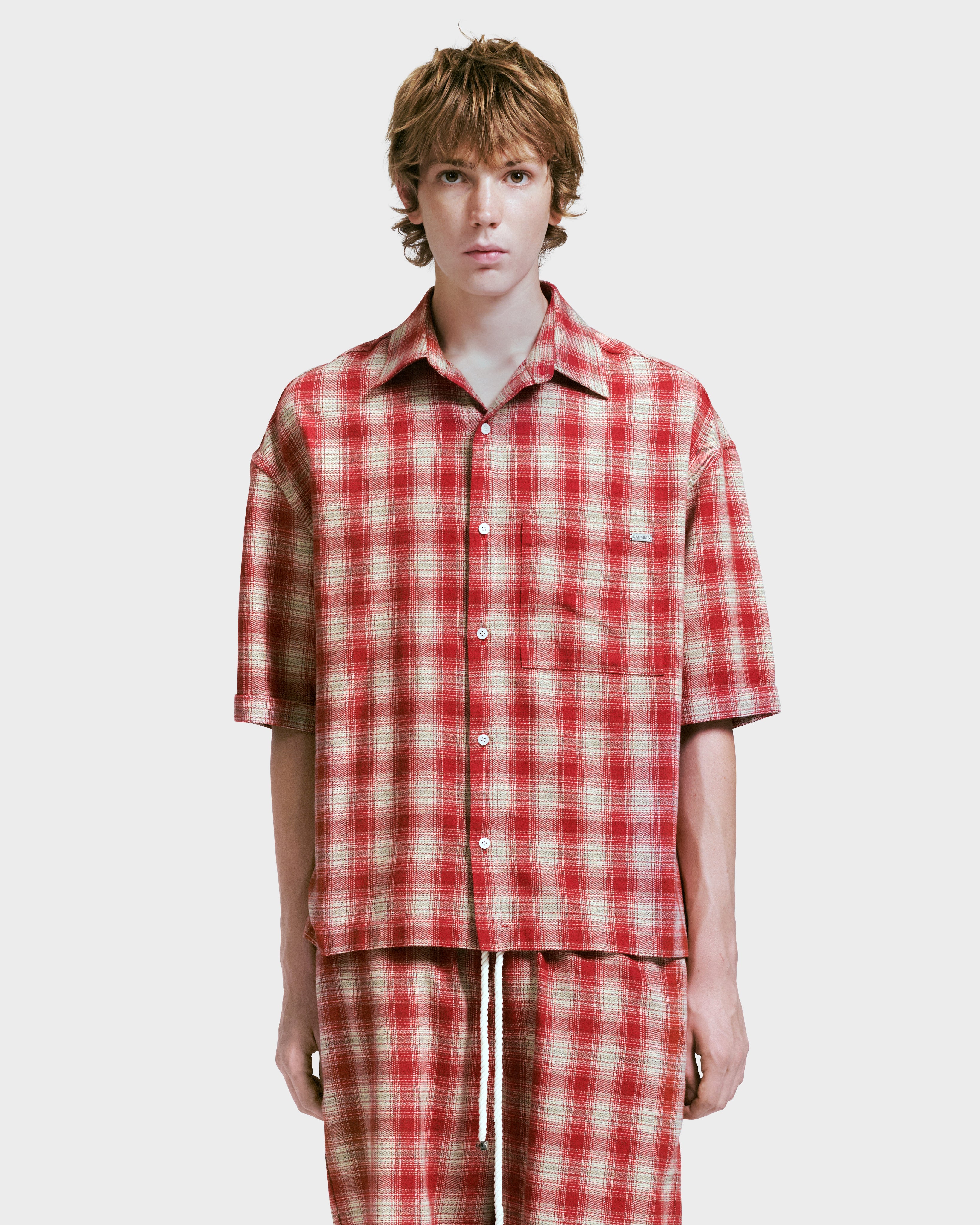 PLAID CROPPED SS SHIRT – NAHMIAS