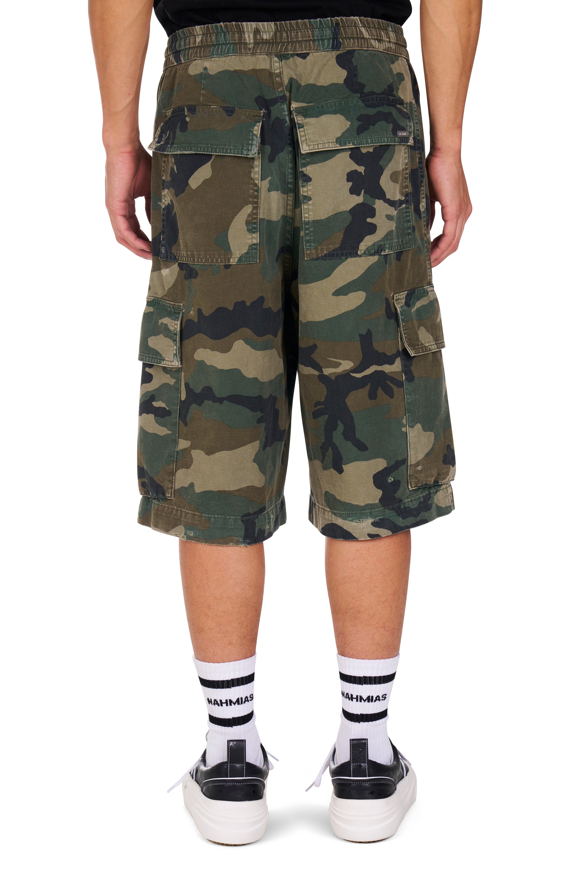 Camo Pleated Cargo Shorts