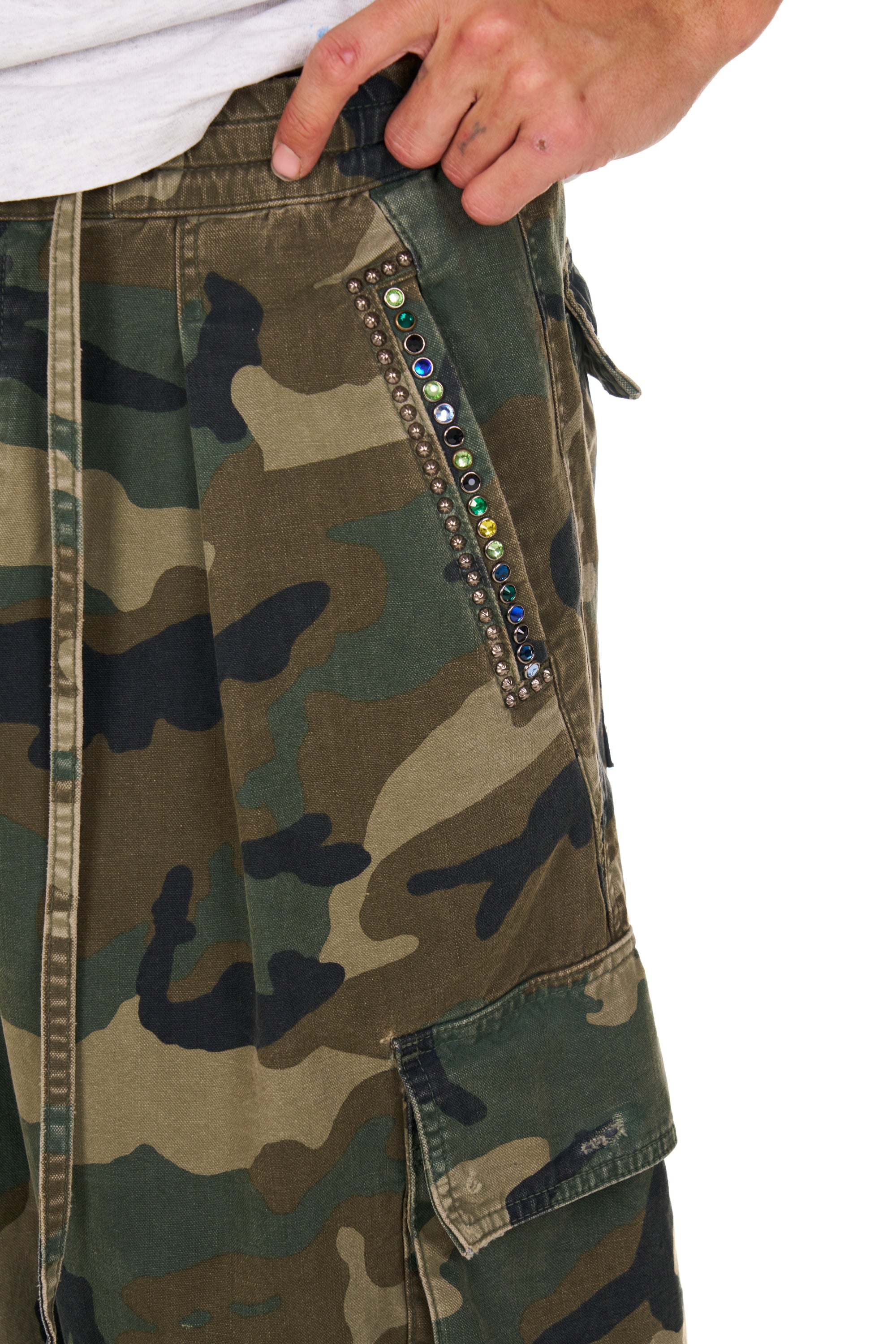 Camo Pleated Cargo Shorts