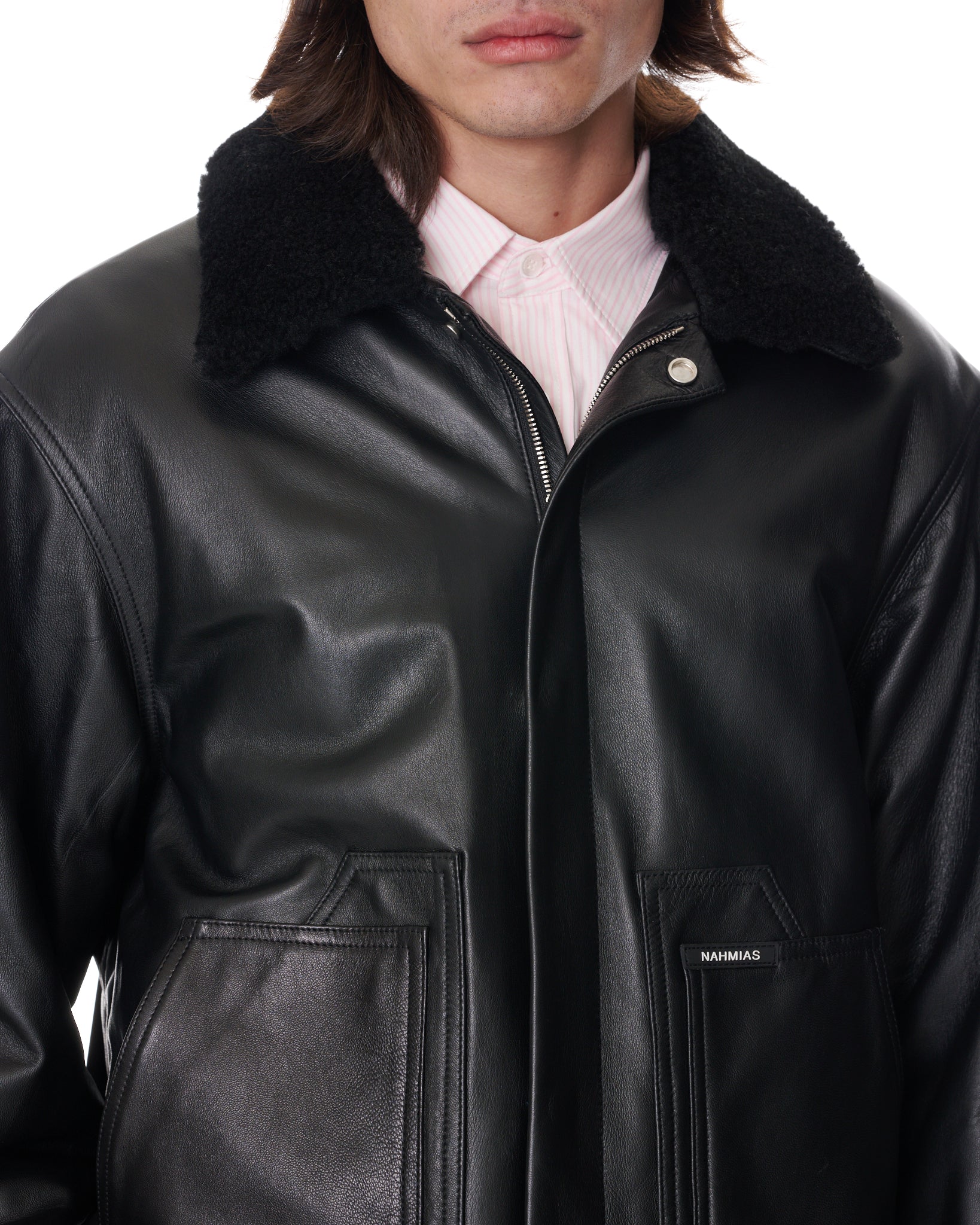 Leather Carpenter Jacket With Shearling