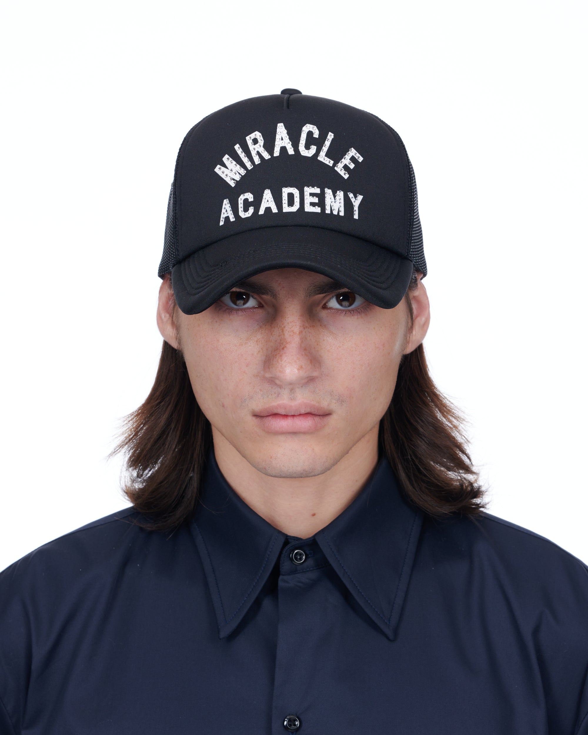 Miracle Academy Foam Crystal Trucker Hat in Black