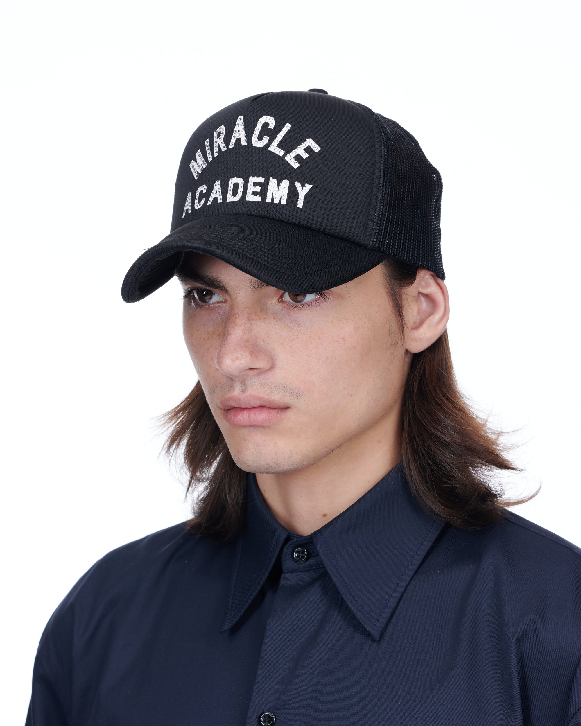 Miracle Academy Foam Crystal Trucker Hat in Black