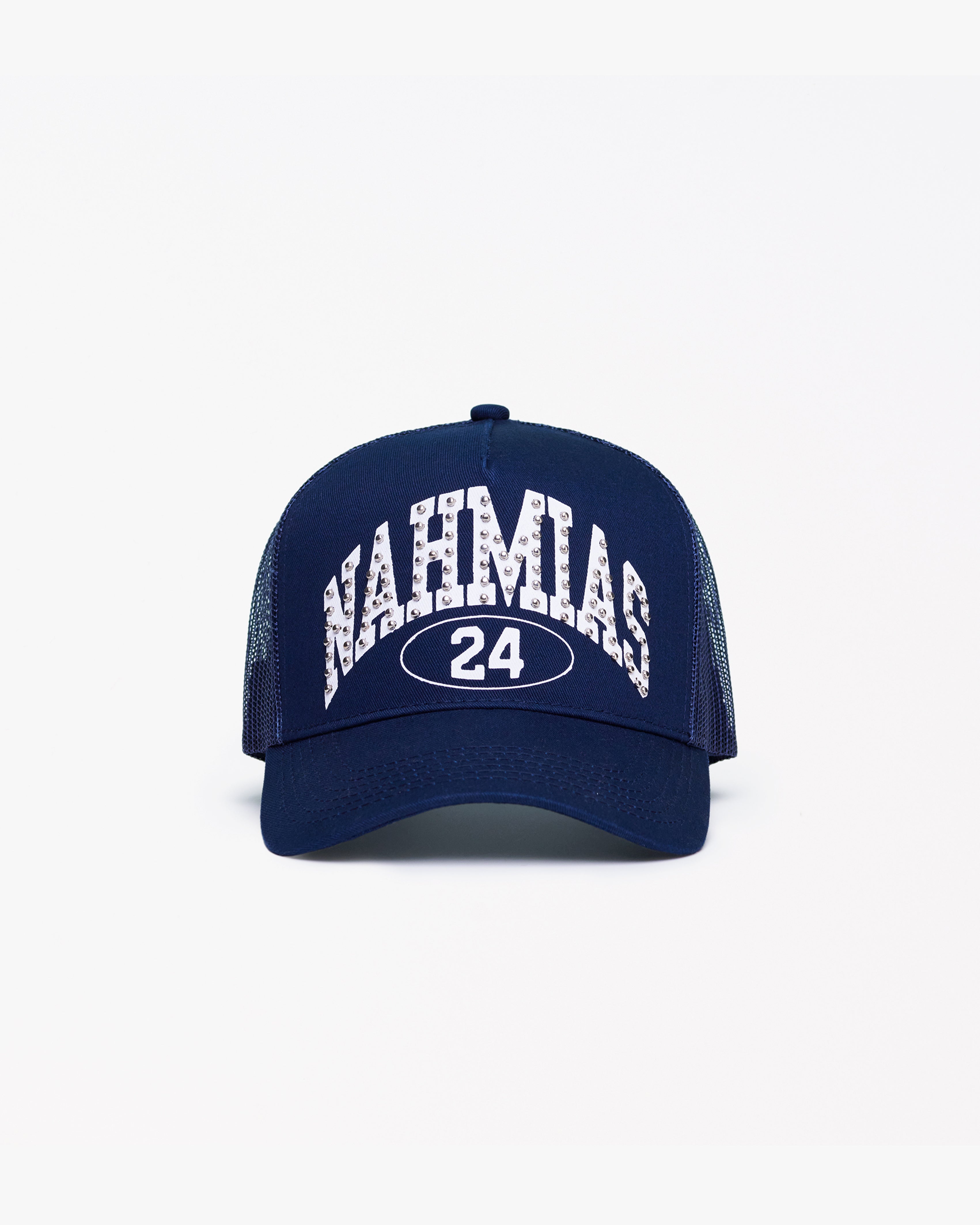 Studded Nahmias Marquee Trucker Hat Aged Blue