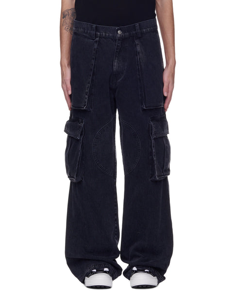 Denim Logo Cargos in Black – NAHMIAS