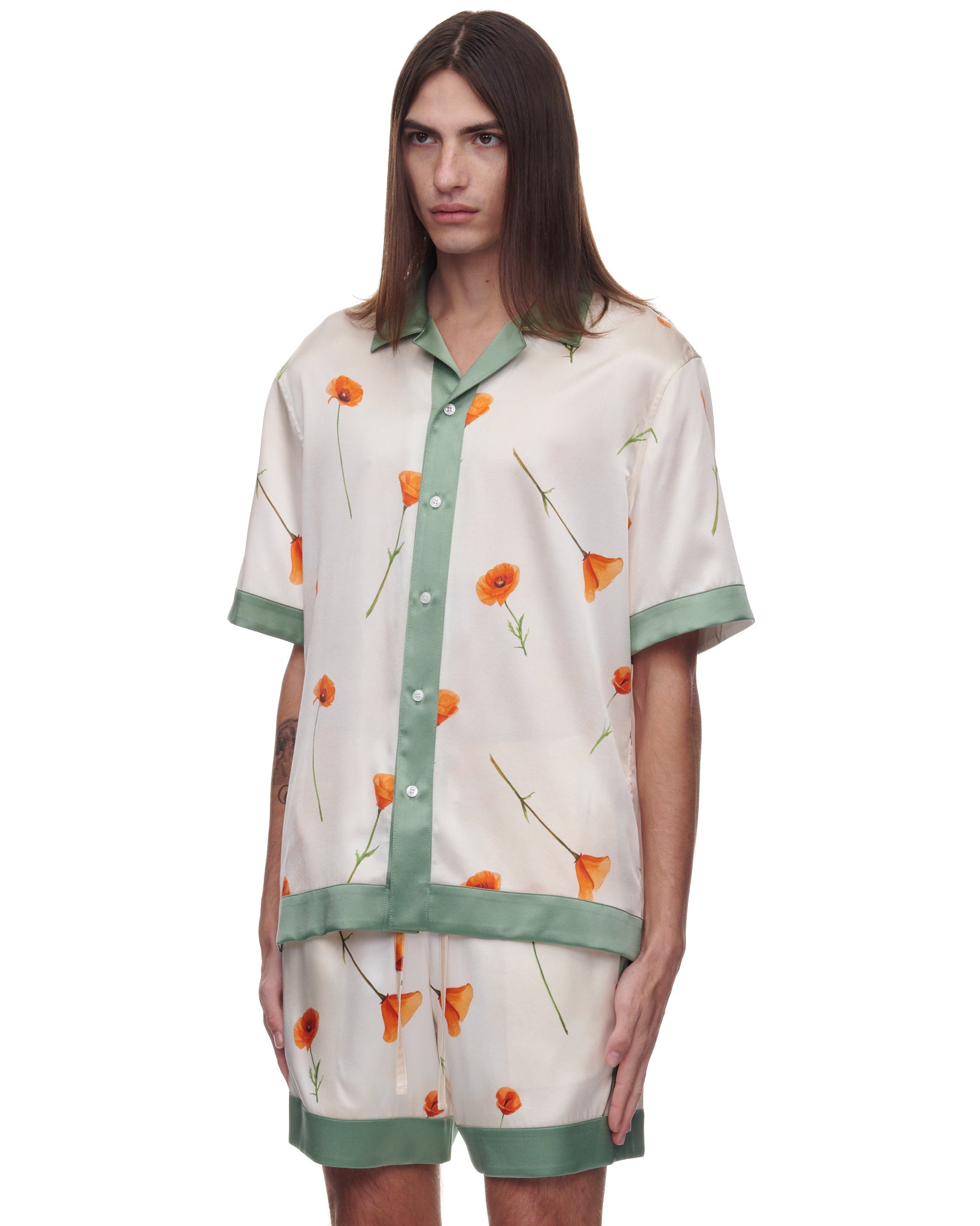 Colorblock Poppy S/S Silk Shirt