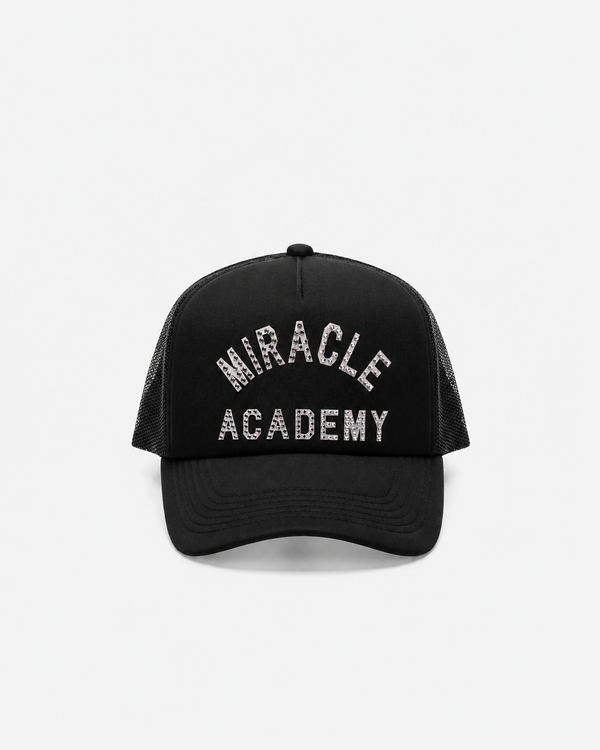 Miracle Academy Foam Crystal Trucker Hat in Black