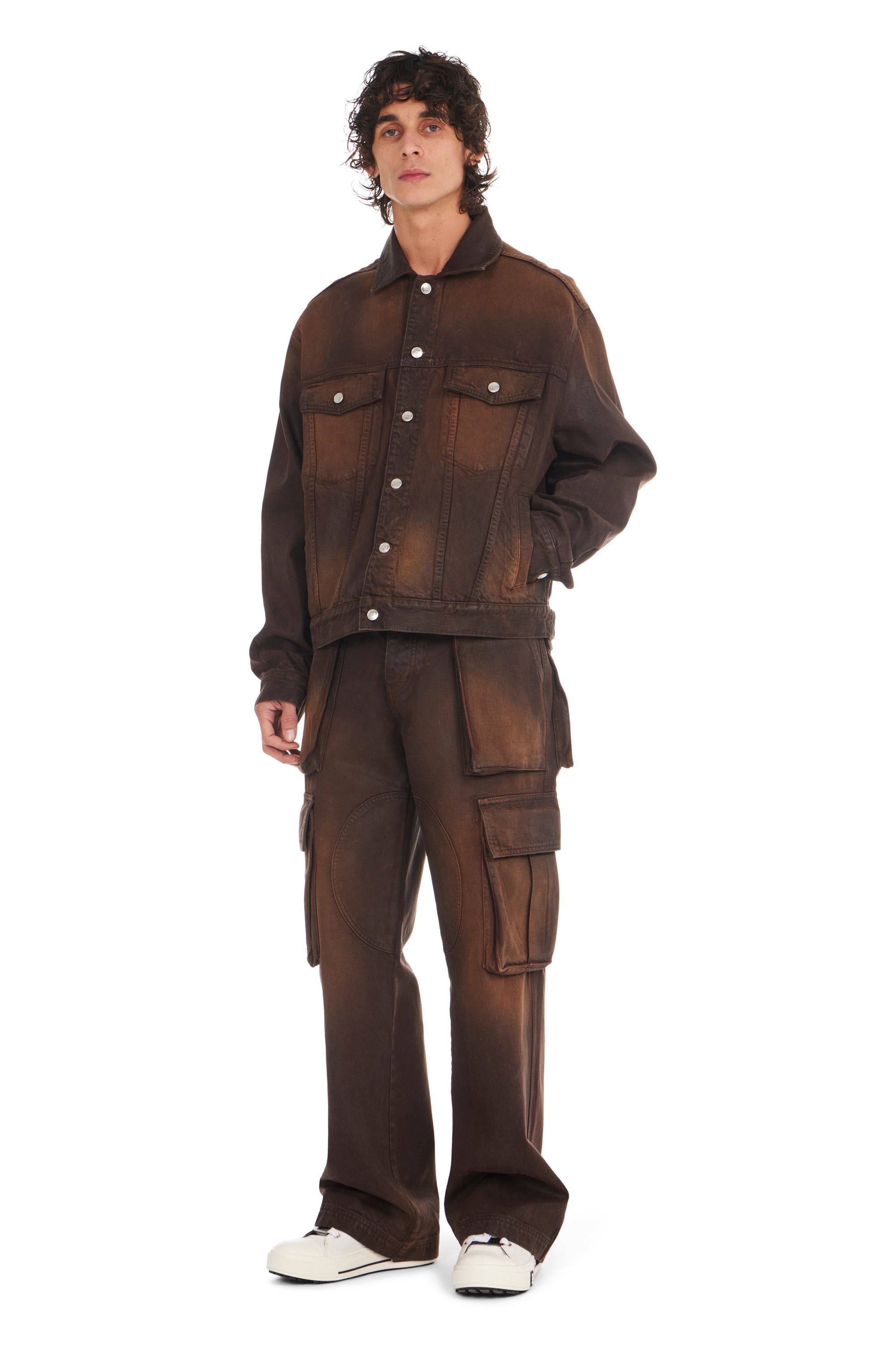 Waxed Denim Trucker Jacket Brown – NAHMIAS