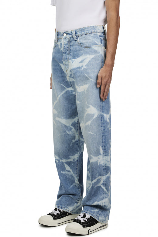 Patterned Bleach Baggy Jeans