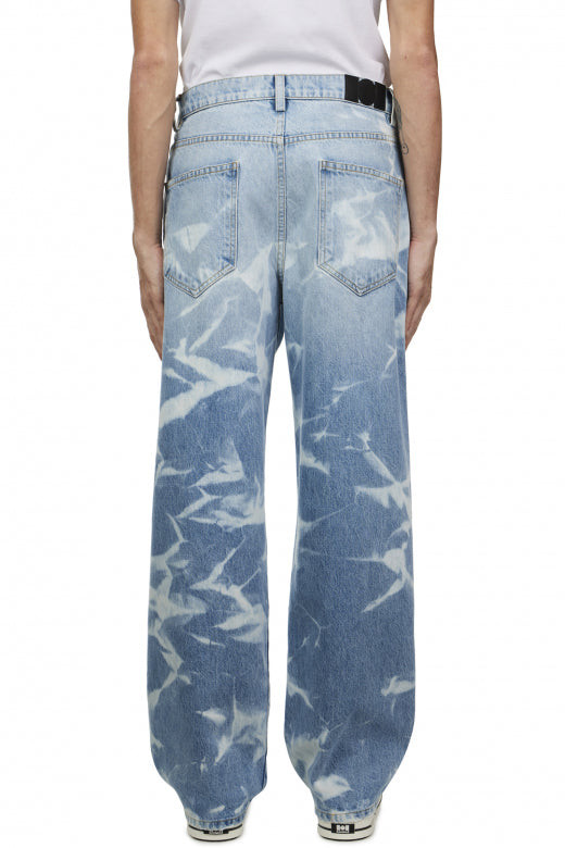 Patterned Bleach Baggy Jeans