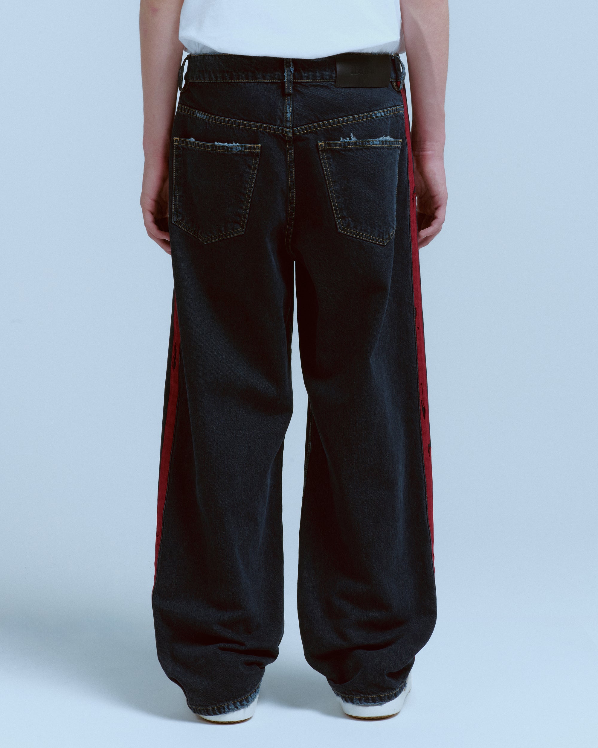 DESTROYED DENIM TRACK PANT