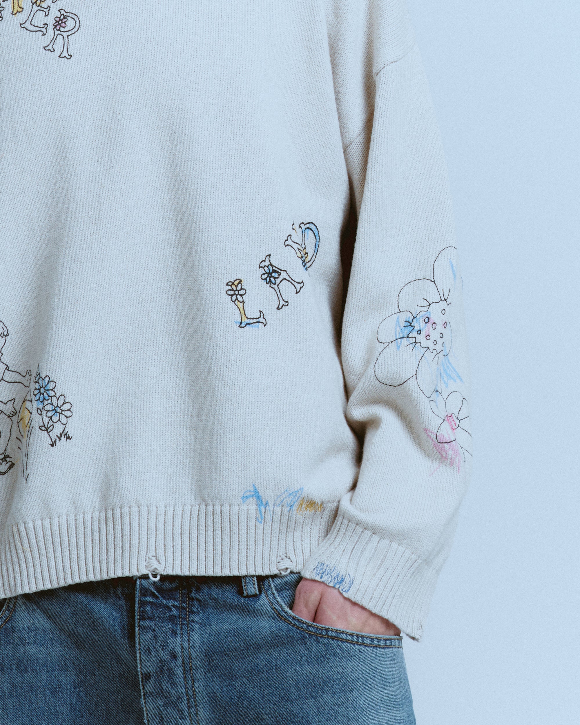 SCRIBBLE COTTON BLEND SWEATER