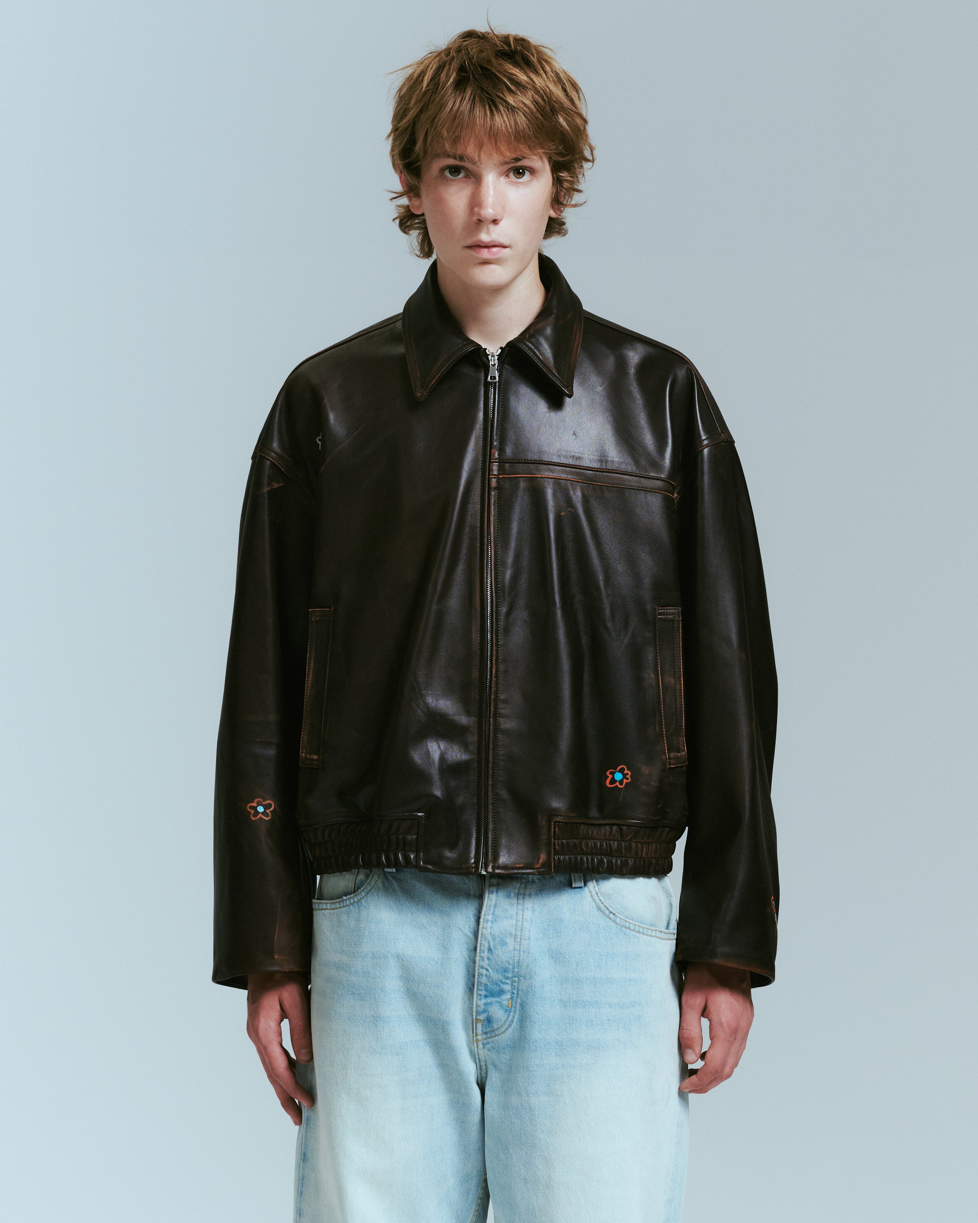 NAHMIAS PAINTED OVERSIZED LEATHER BOMBER