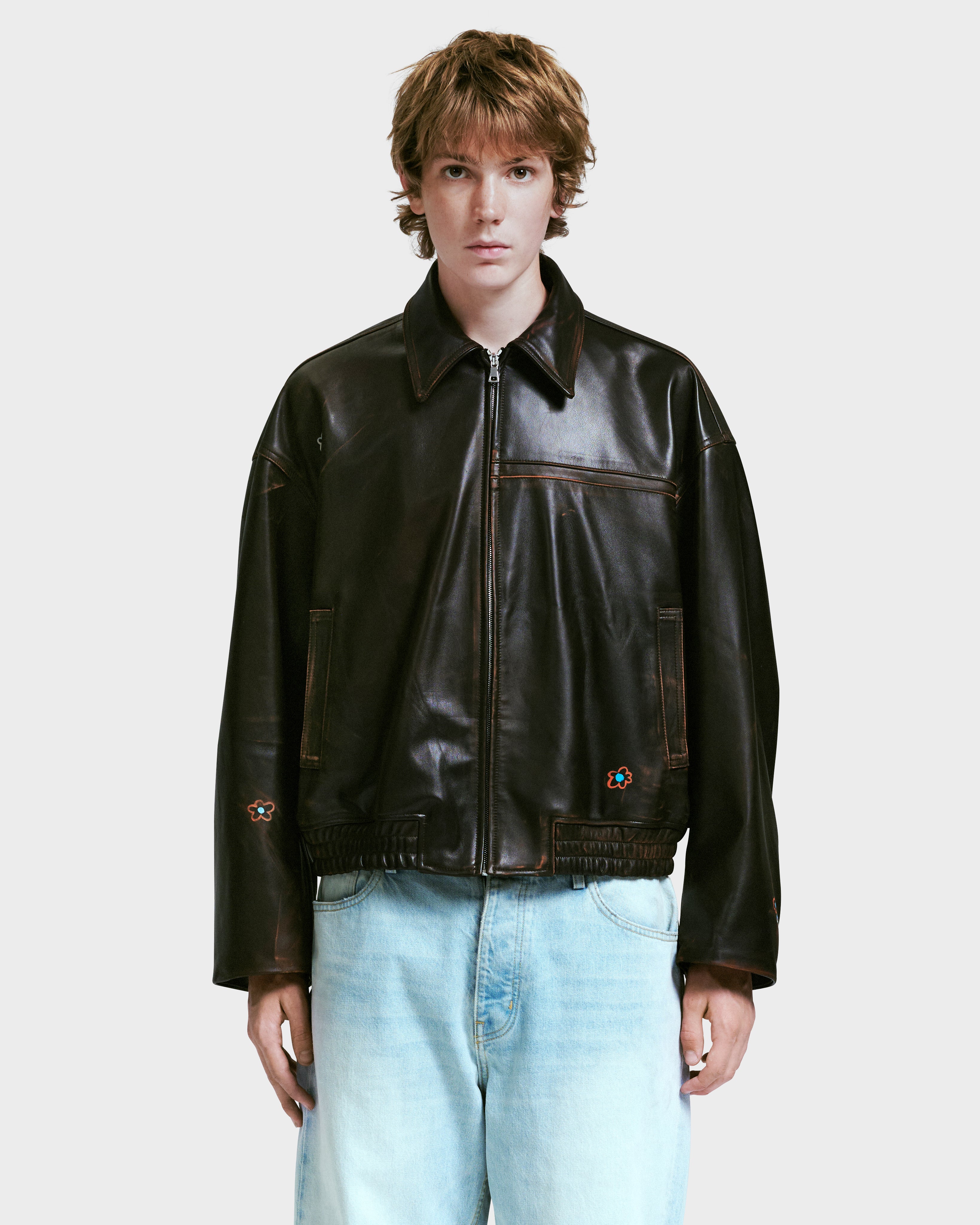 NAHMIAS PAINTED OVERSIZED LEATHER BOMBER