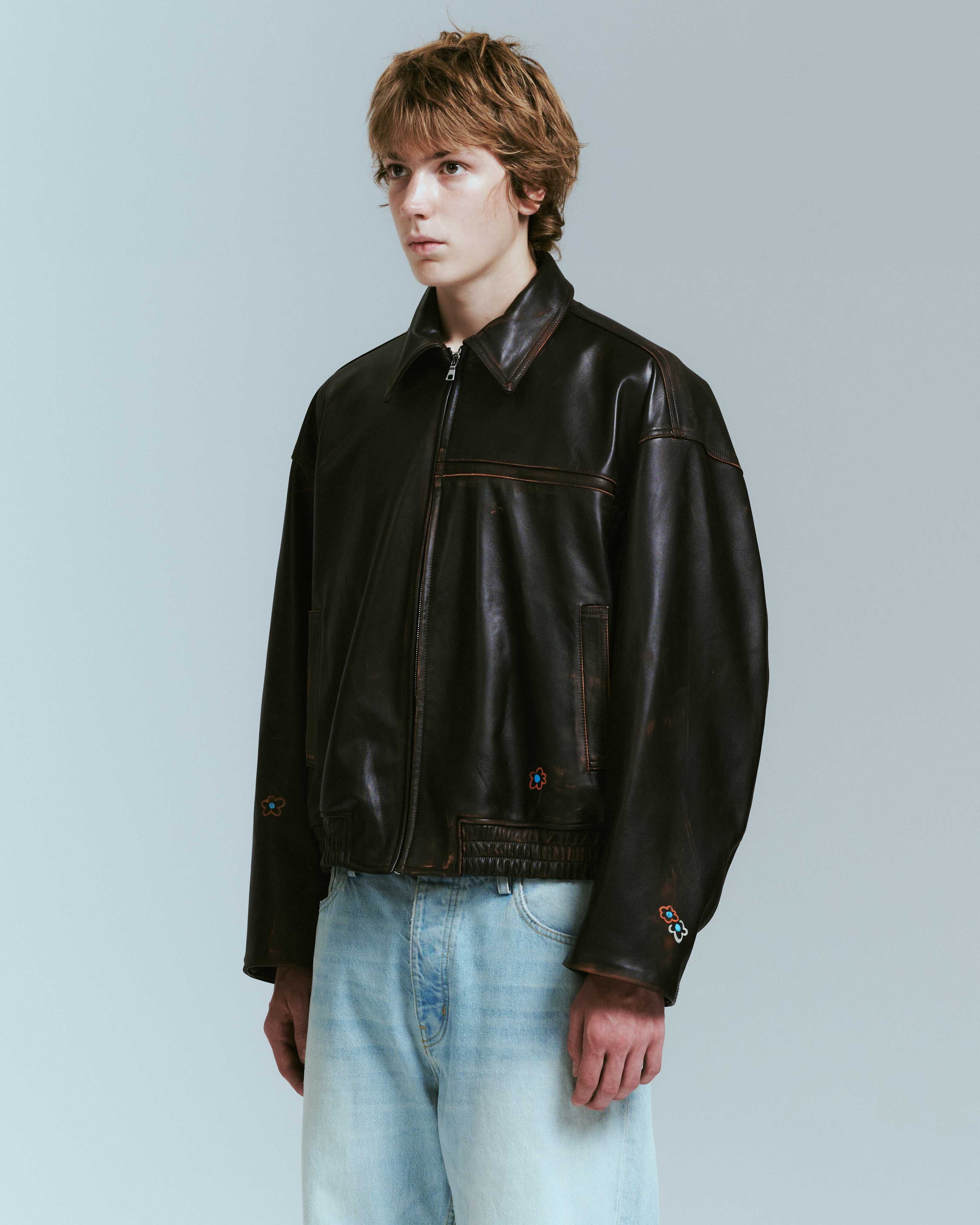 NAHMIAS PAINTED OVERSIZED LEATHER BOMBER