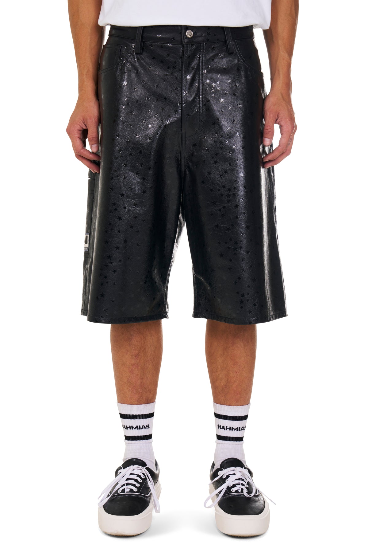 Leather Star Baggy Carpenter Shorts in Black – NAHMIAS