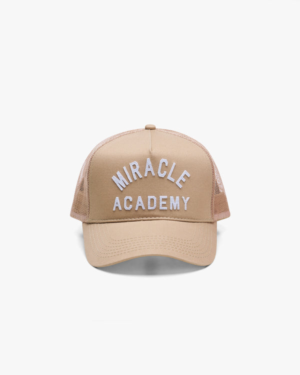 Miracle Academy Trucker Hat in Sand