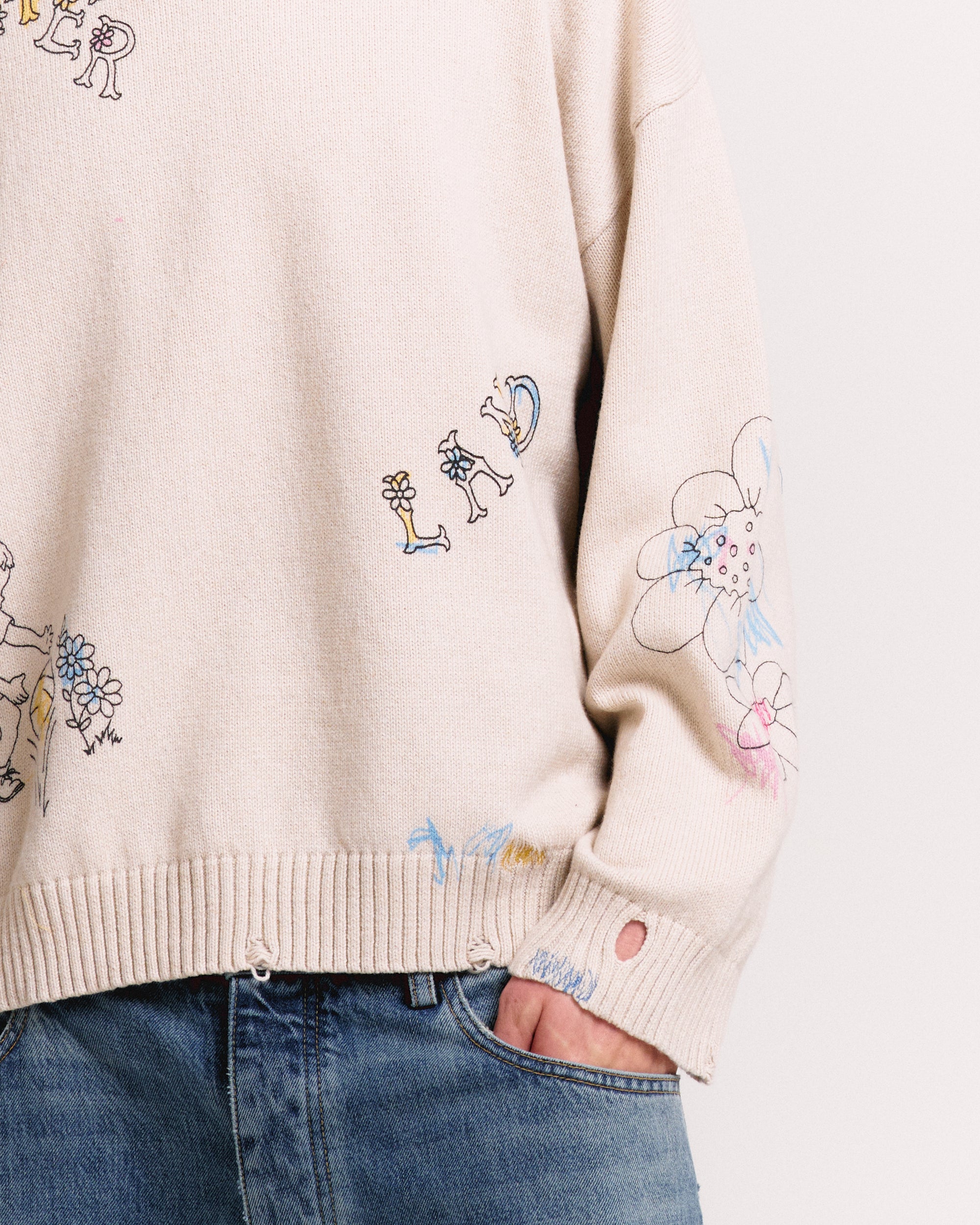 SCRIBBLE COTTON BLEND SWEATER