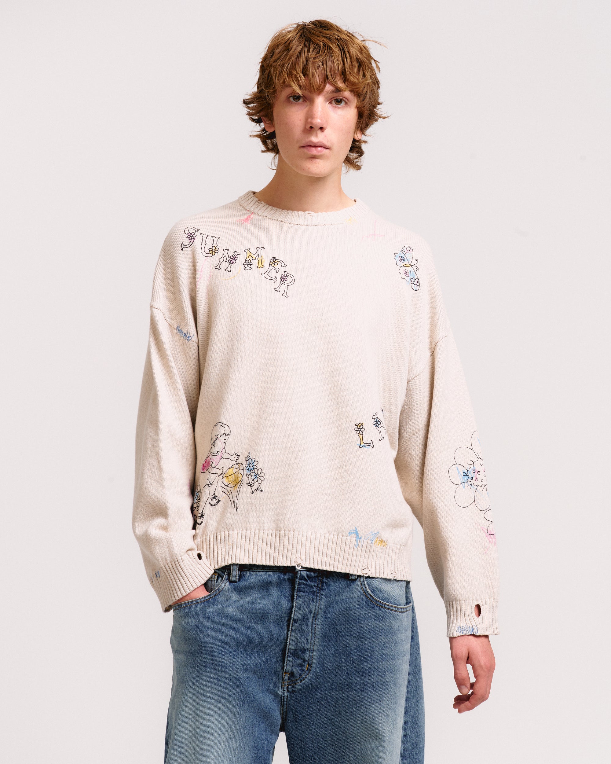 SCRIBBLE COTTON BLEND SWEATER